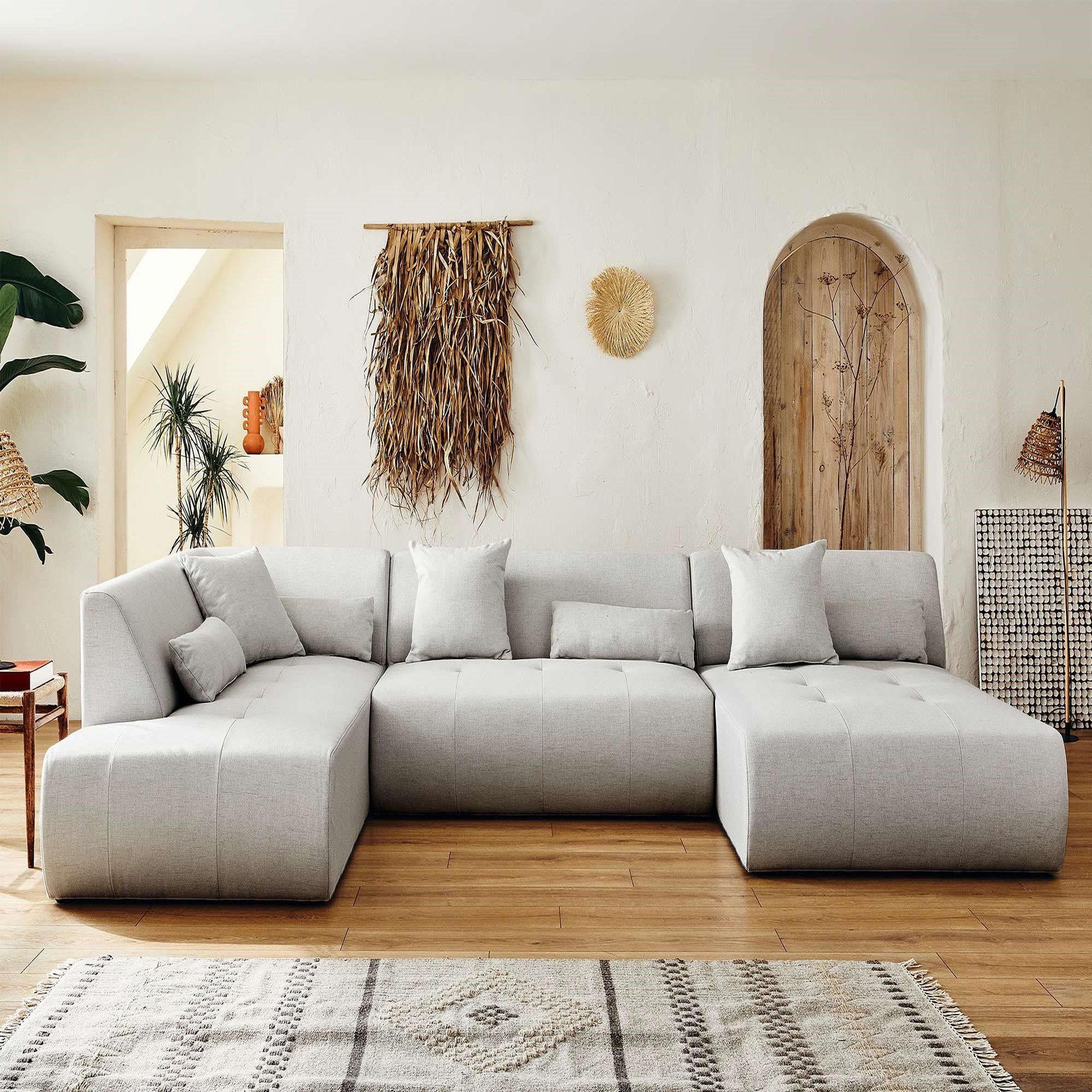 Voir la diapositive 5 : BEST MOBILIER Onyx - canapé modulable panoramique d'angle gauche 7 places - en tissu