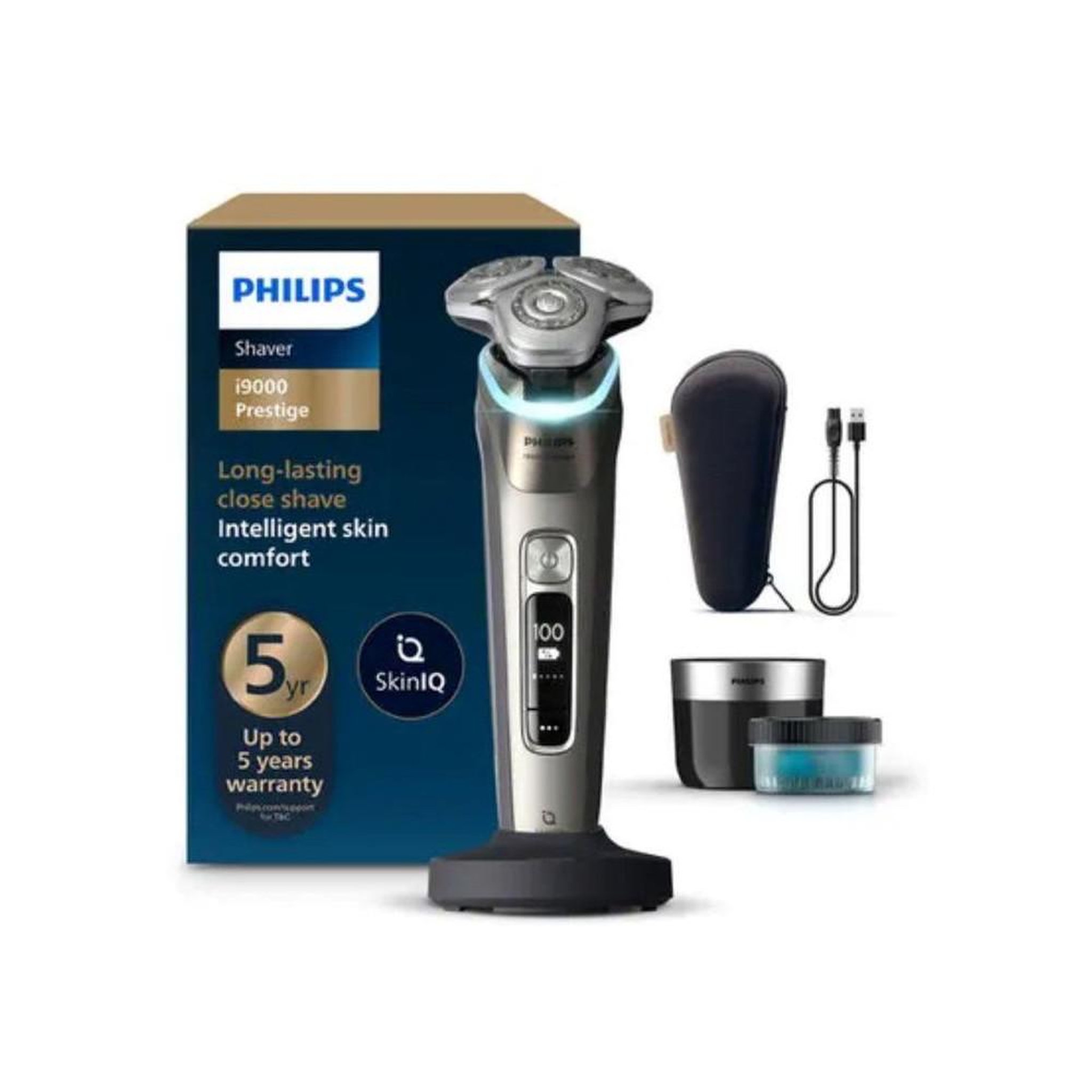Philips Rasoir électrique rotatif i9000 prestige xp9208/30 or skiniq triple lift & cut 360°