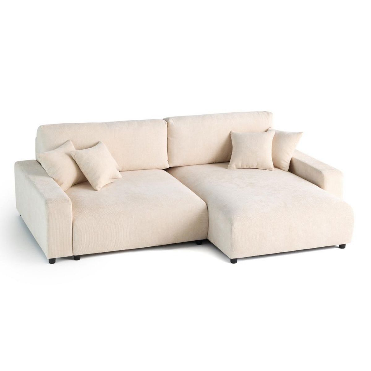 LISA DESIGN Pivoine - canapé d'angle réversible - 4 places - convertible avec coffre - en velours texturé