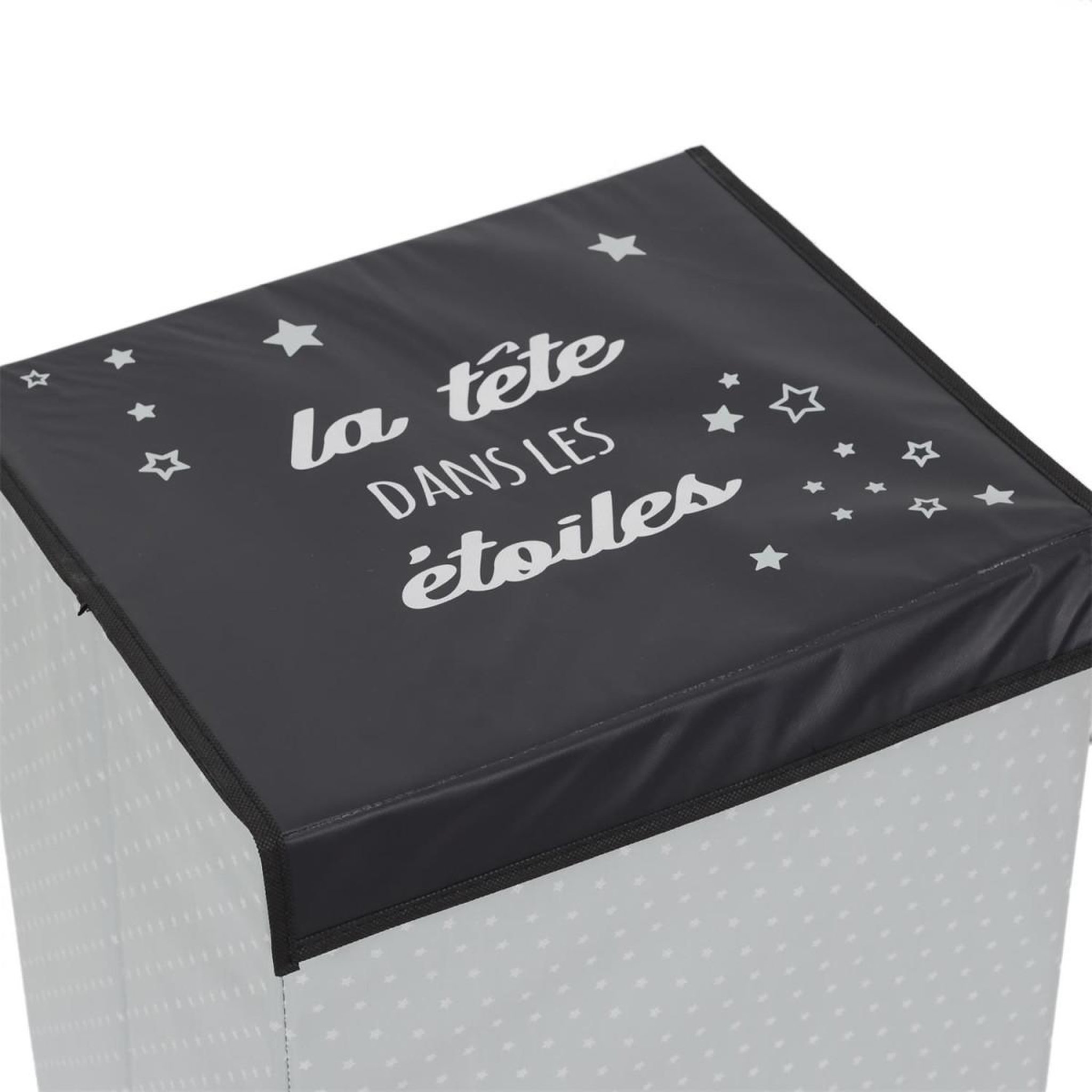 Voir la diapositive 4 : HOME DECO KIDS Panier à linge pliable  garçon  58cm noir & blanc