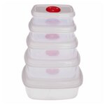 FIVE Lot de 5 Boîtes de Conservation  Micro-Ondes  25cm Blanc