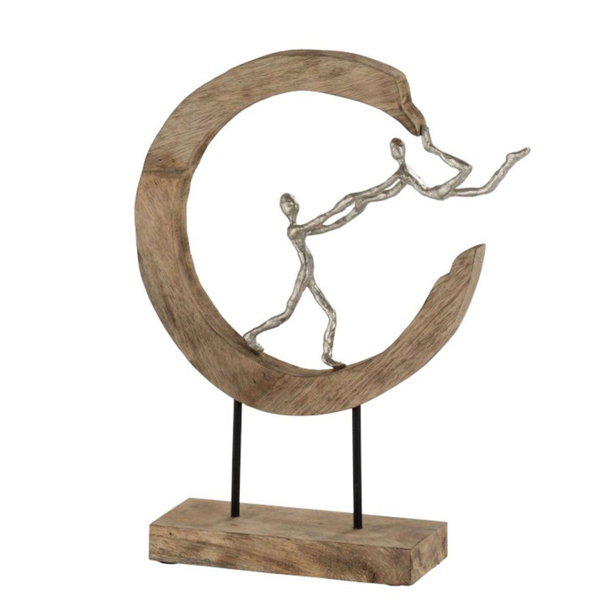J-LINE Statue déco  couple demi lune  47cm naturel