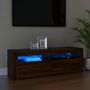 Voir la diapositive 1 : VIDAXL Meuble TV avec lumieres LED chene marron 120x35x40 cm