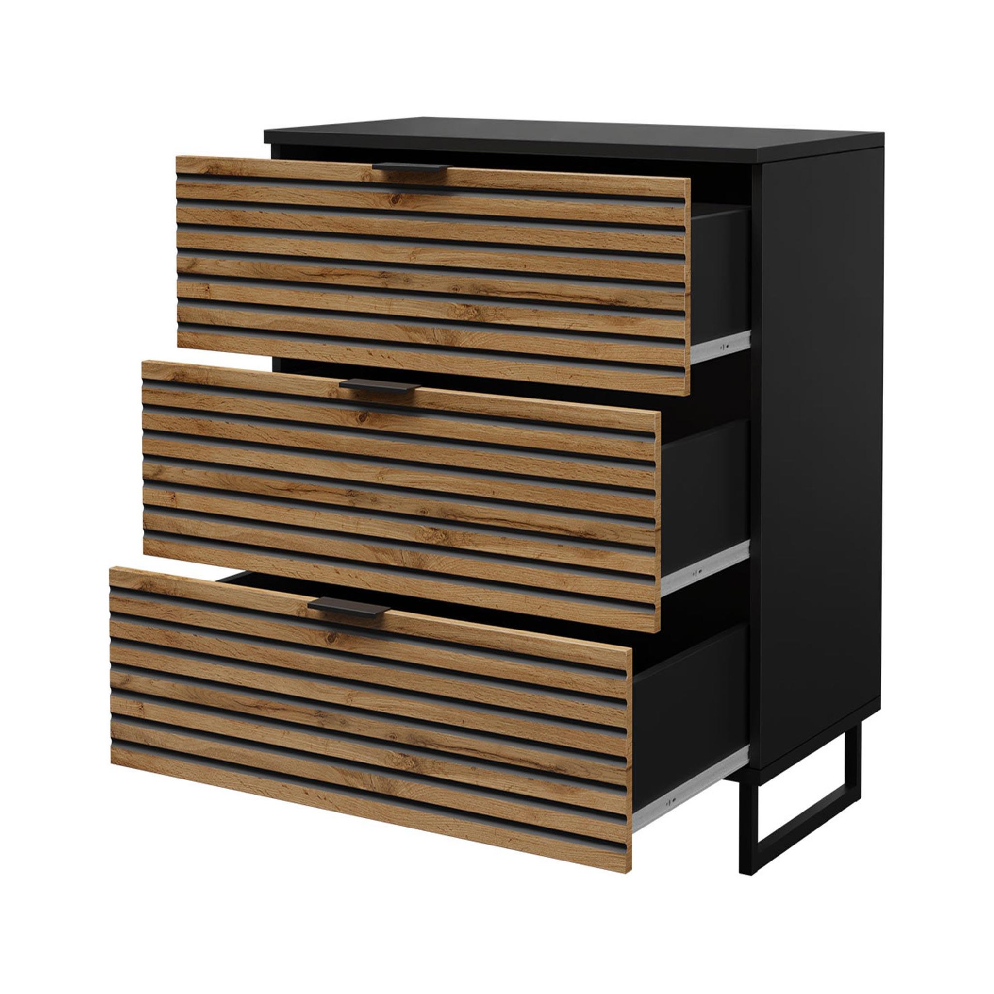 Voir la diapositive 2 : BEST MOBILIER Olympie - commode - effet bois et noir - 80 cm