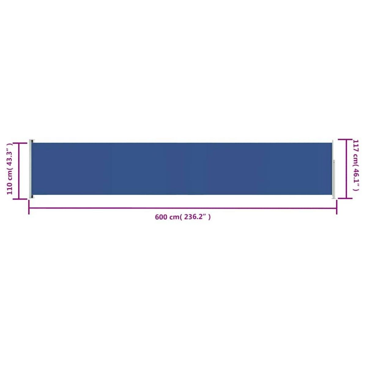 VIDAXL Auvent lateral retractable de patio 117x600 cm Bleu