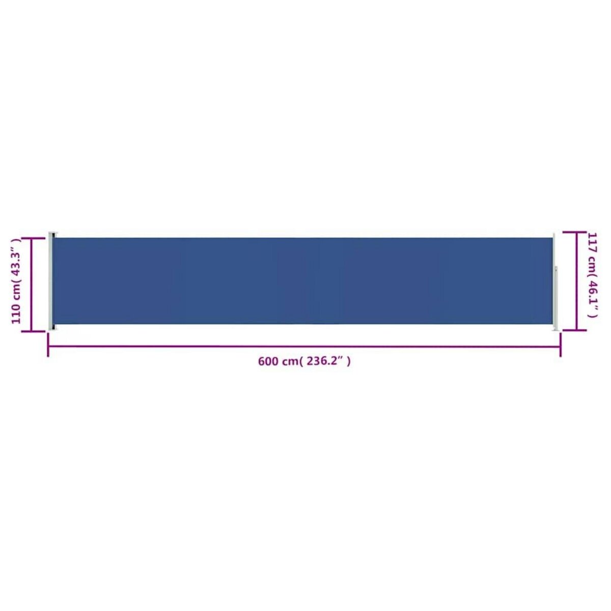 VIDAXL Auvent lateral retractable de patio 117x600 cm Bleu