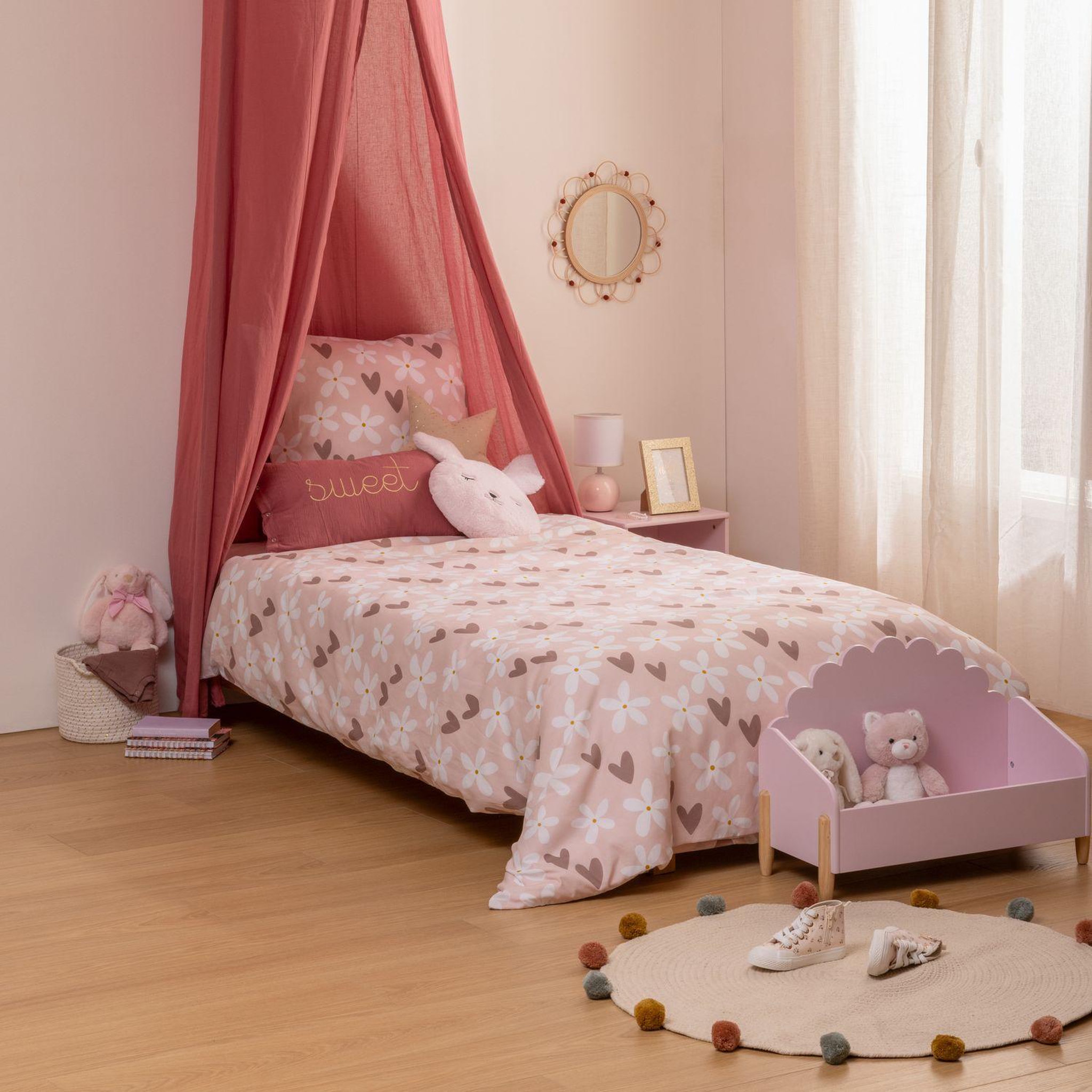 Voir la diapositive 2 : ATMOSPHERA Parure de lit enfant motifs cœurs billie - 48 fils/cm² - 140 x 200 cm