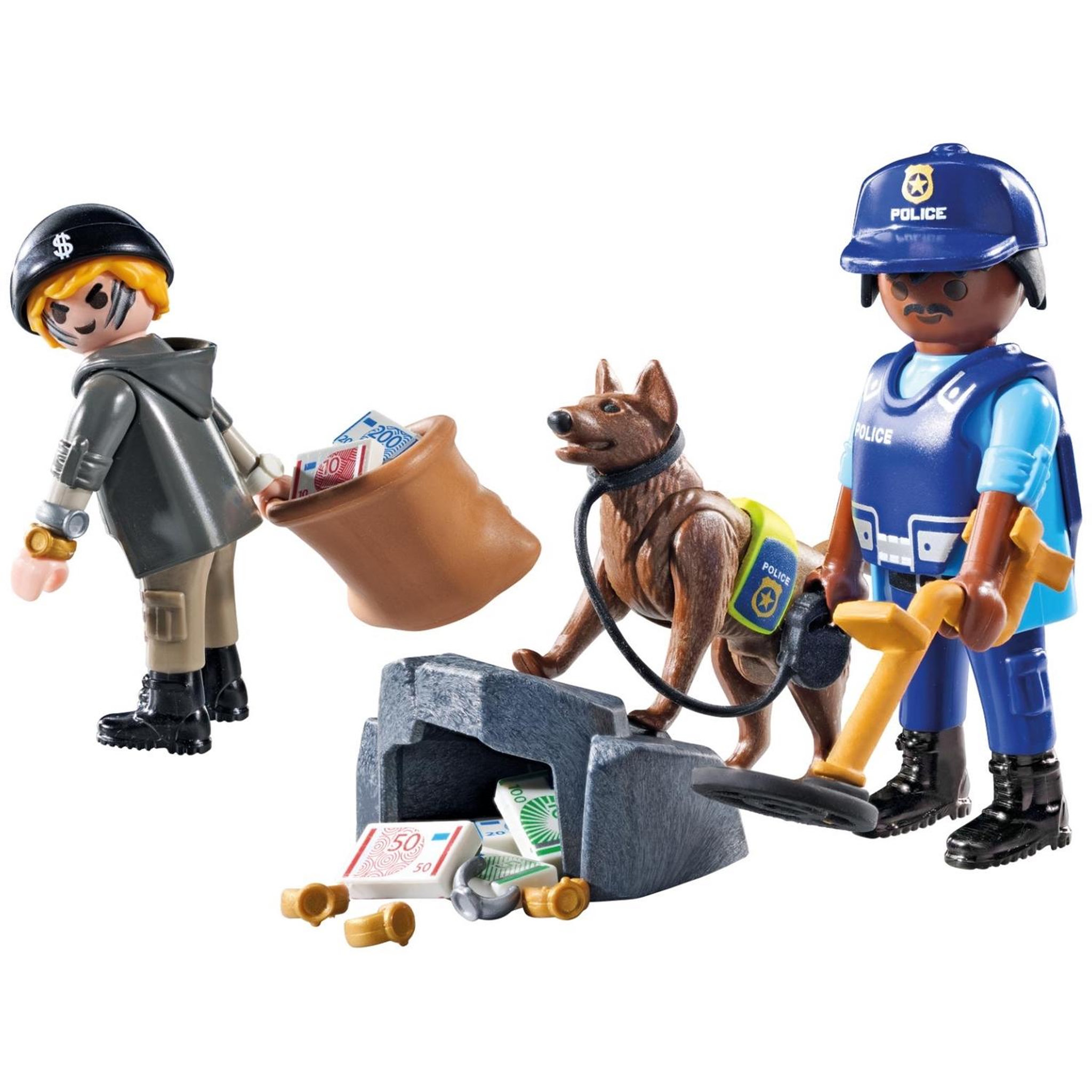 Voir la diapositive 3 : PLAYMOBIL Policier chien de recherche, voleur et accessoires