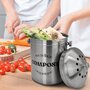 Voir la diapositive 4 : LINXOR Composteur, bac, poubelle à compost de cuisine 5L rond en Inox - Gris