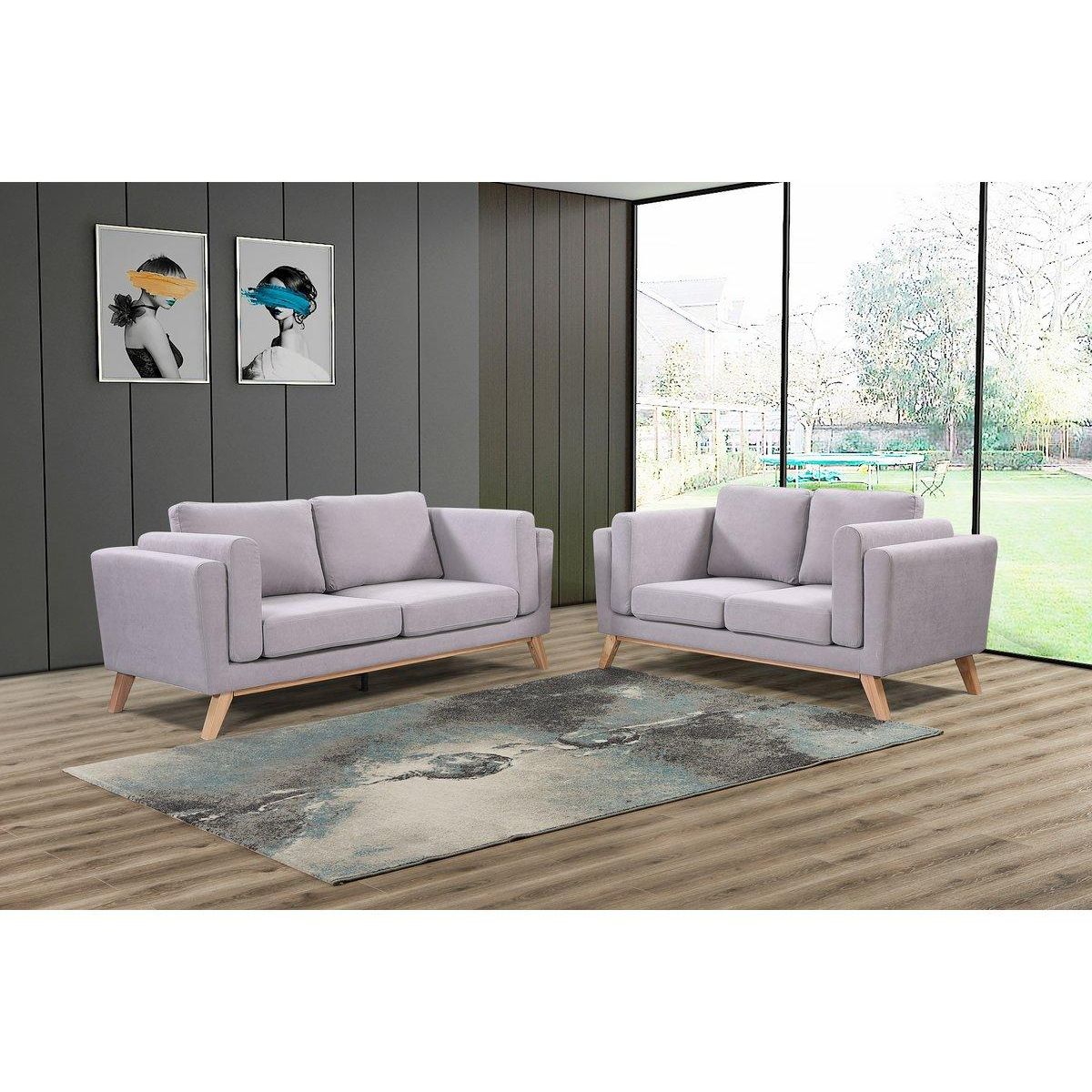 Habitat et Jardin Canapé fixe tissu  Elizabeth  - 165 x 87 x 84 cm - 2 places - Gris Clair