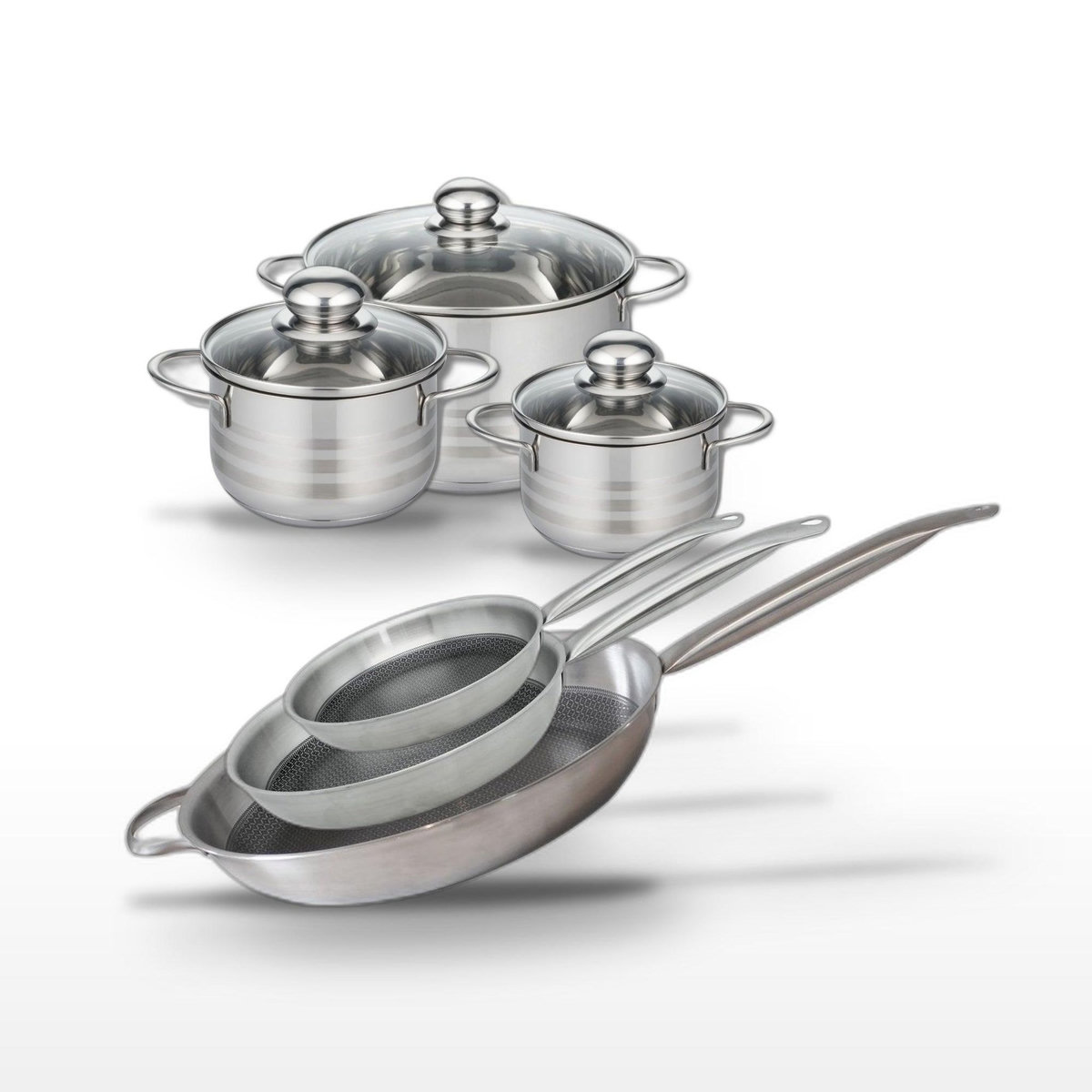 ELO Lot Poêles 24/28/32 cm & Faitouts 14/16/20 cm Elo Relief Solution