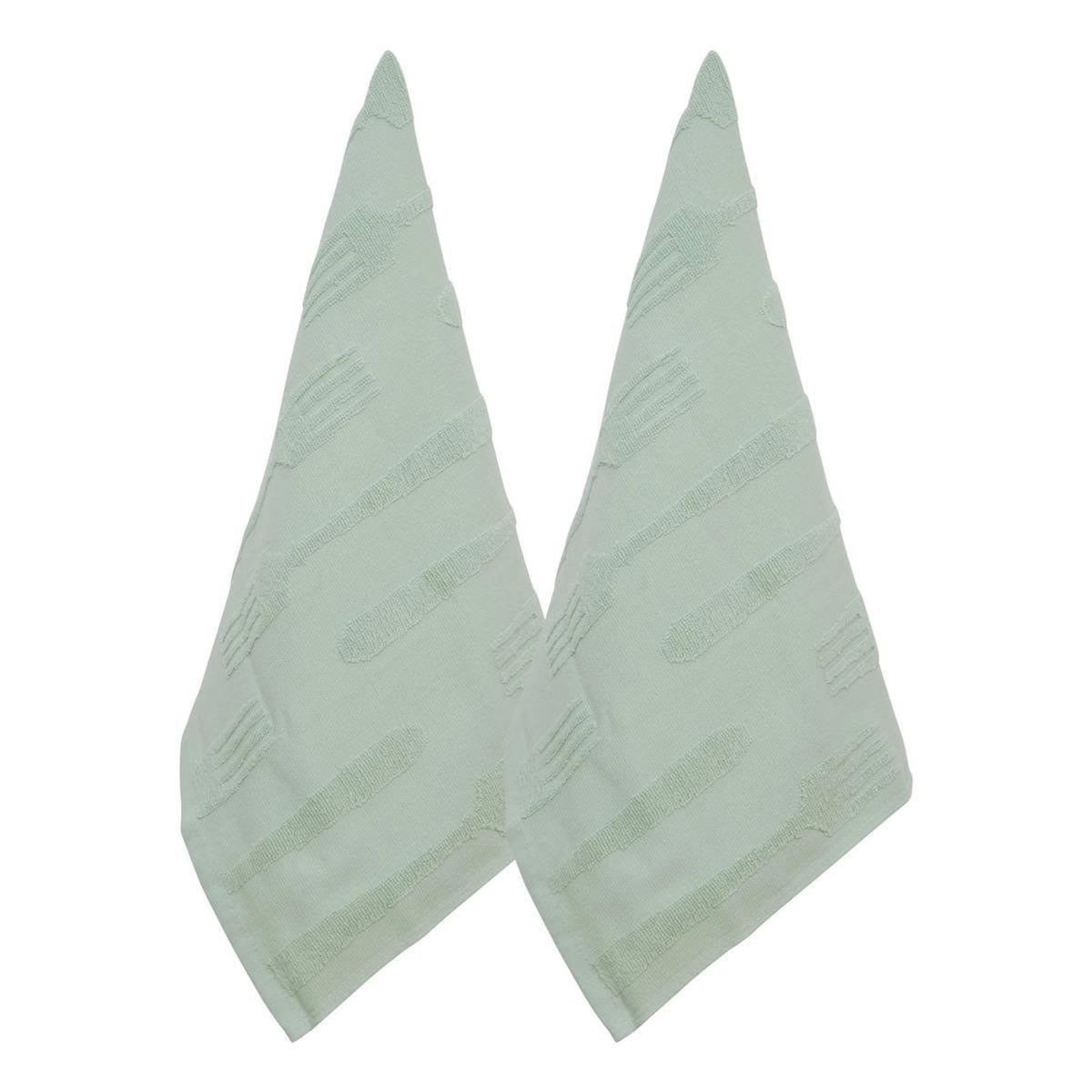 ATMOSPHERA Lot de 2 Torchons de Cuisine  Terry  45x70cm Vert Céladon