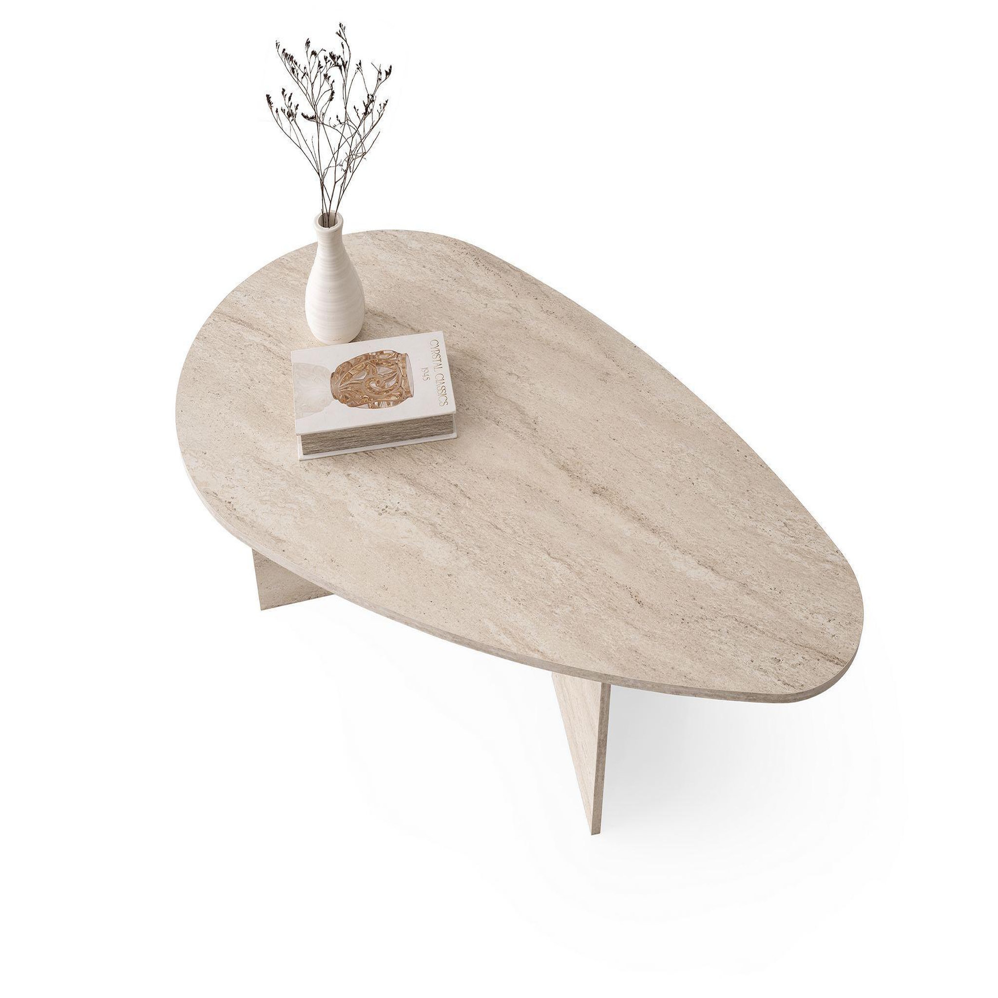 Voir la diapositive 4 : Habitat et Jardin Table basse en bois  flap  139,5 x 79,5 x 42 cm - travertin