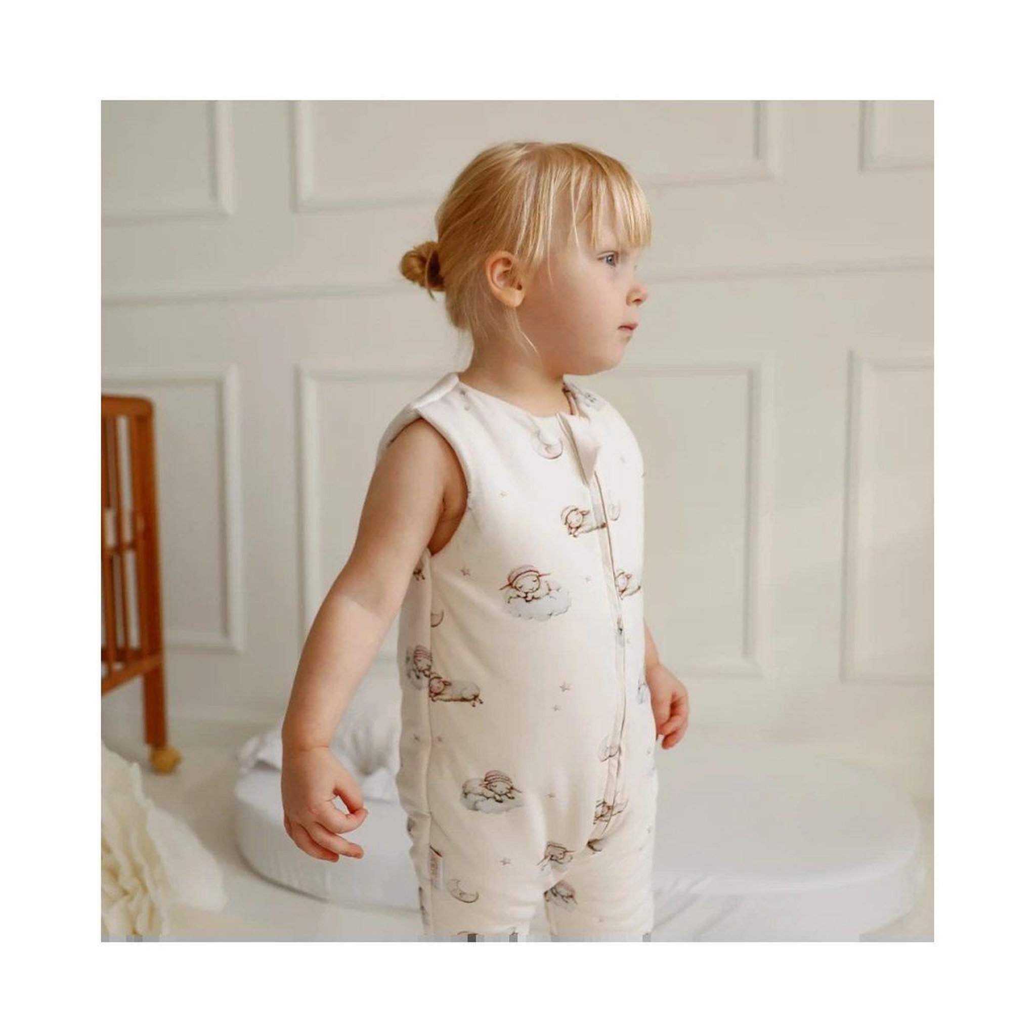Voir la diapositive 2 : WALDIN Gigoteuse à jambes en coton 2,5 TOG - taille M (3-4 ans) - motif berceuse, champagne