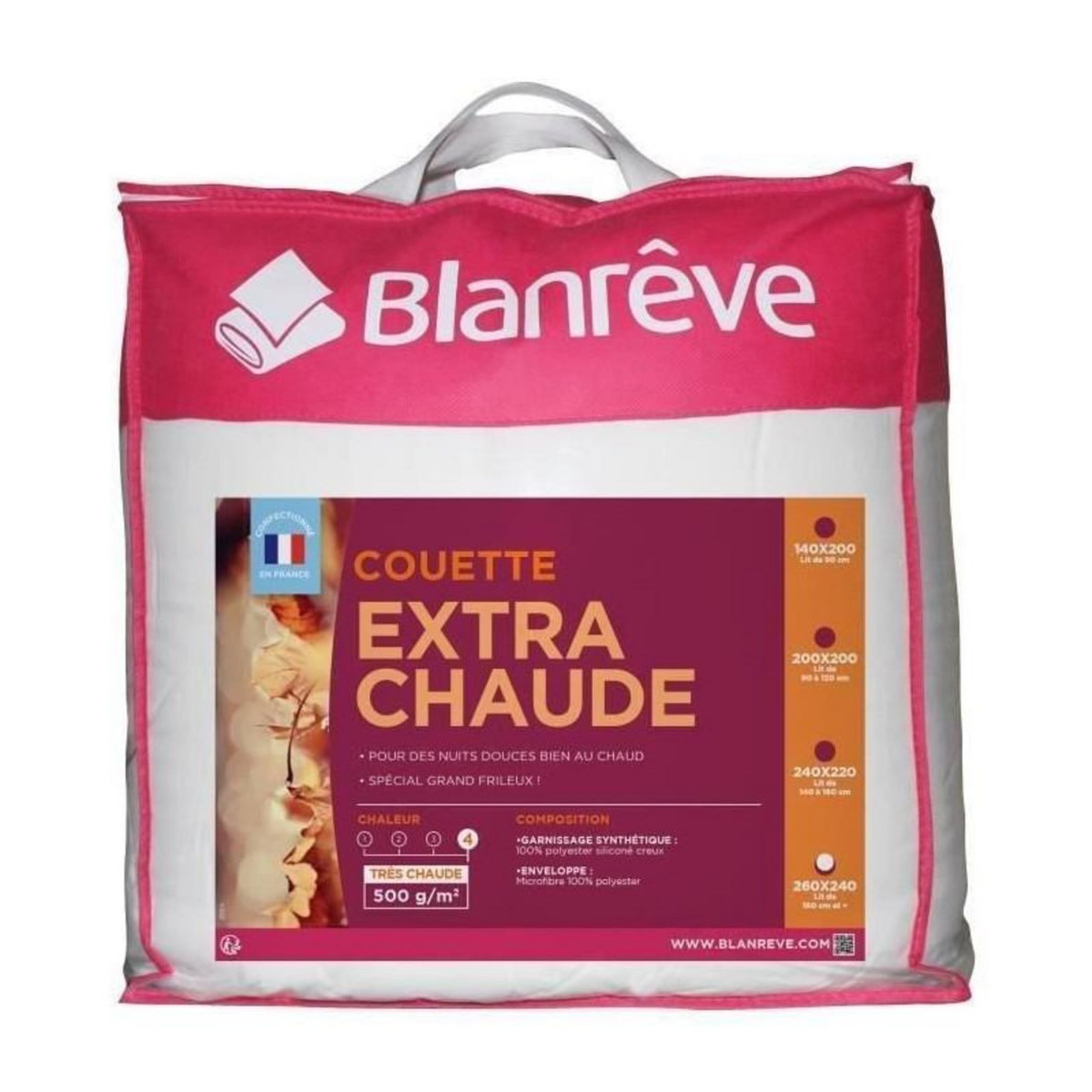 BLANREVE BLANREVE Couette en microfibre extra chaude - 240 x 260 cm - Blanc