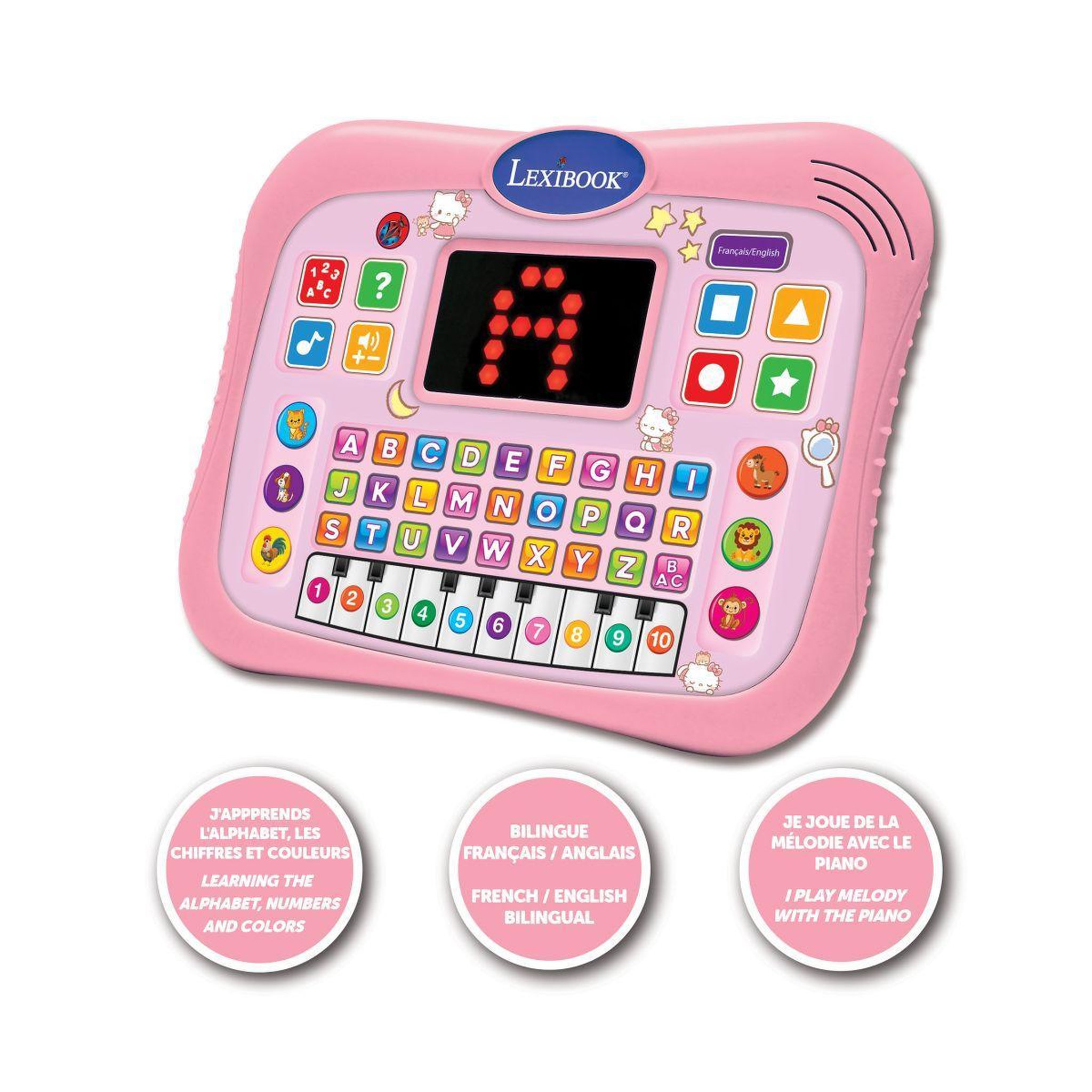 Voir la diapositive 2 : Lexibook Tablette Hello Kitty éducative bilingue parlante ABC (FR/EN)