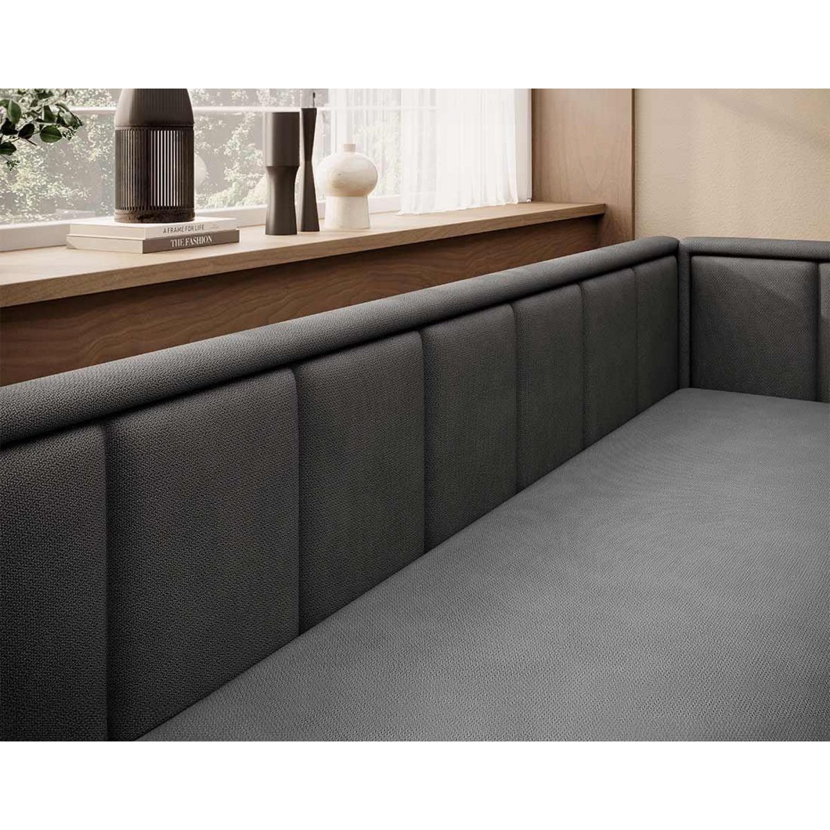 BEST MOBILIER James - canapé 3 places droit convertible avec coffre en velours