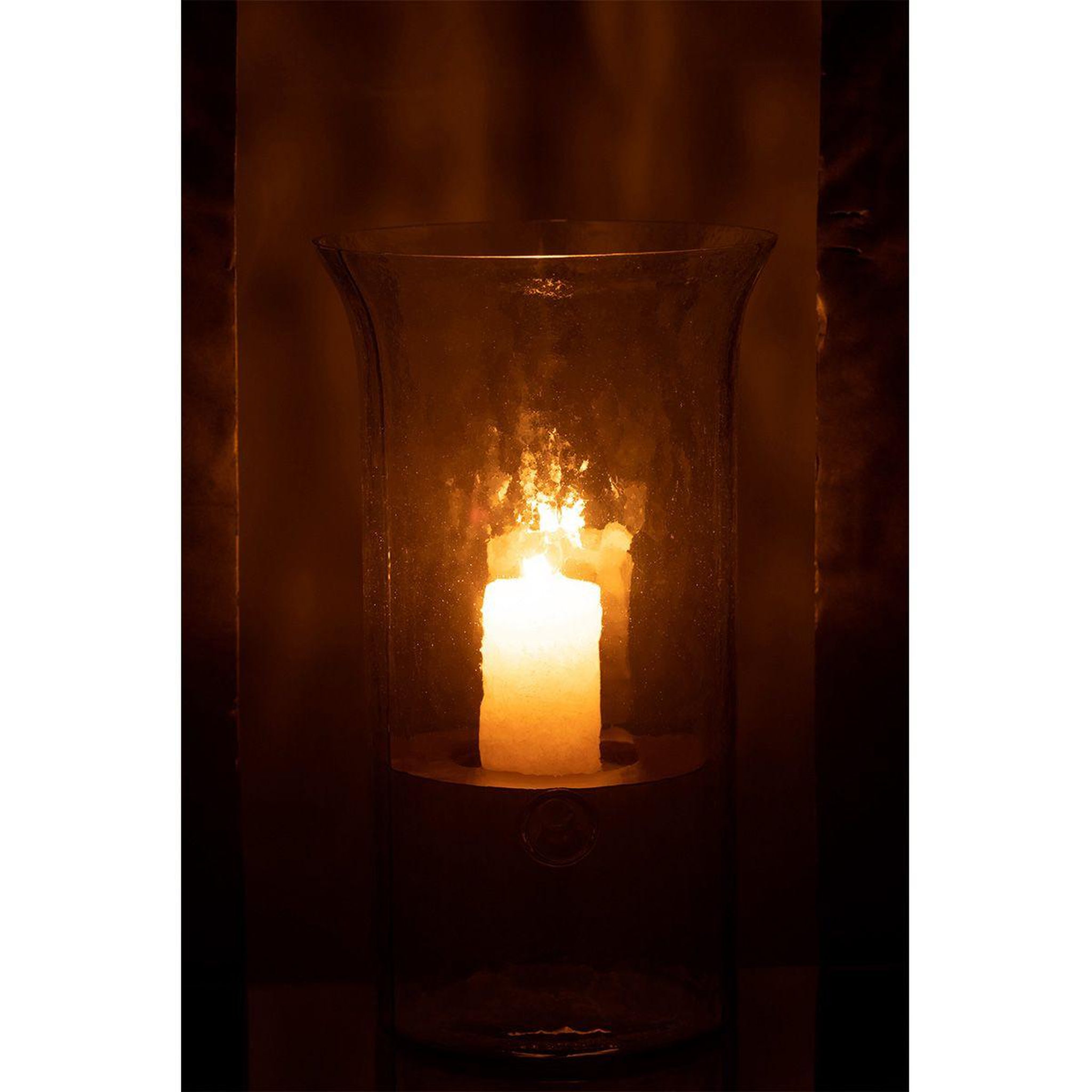 Voir la diapositive 3 : J-LINE Bougeoir en verre  flou  32cm transparent
