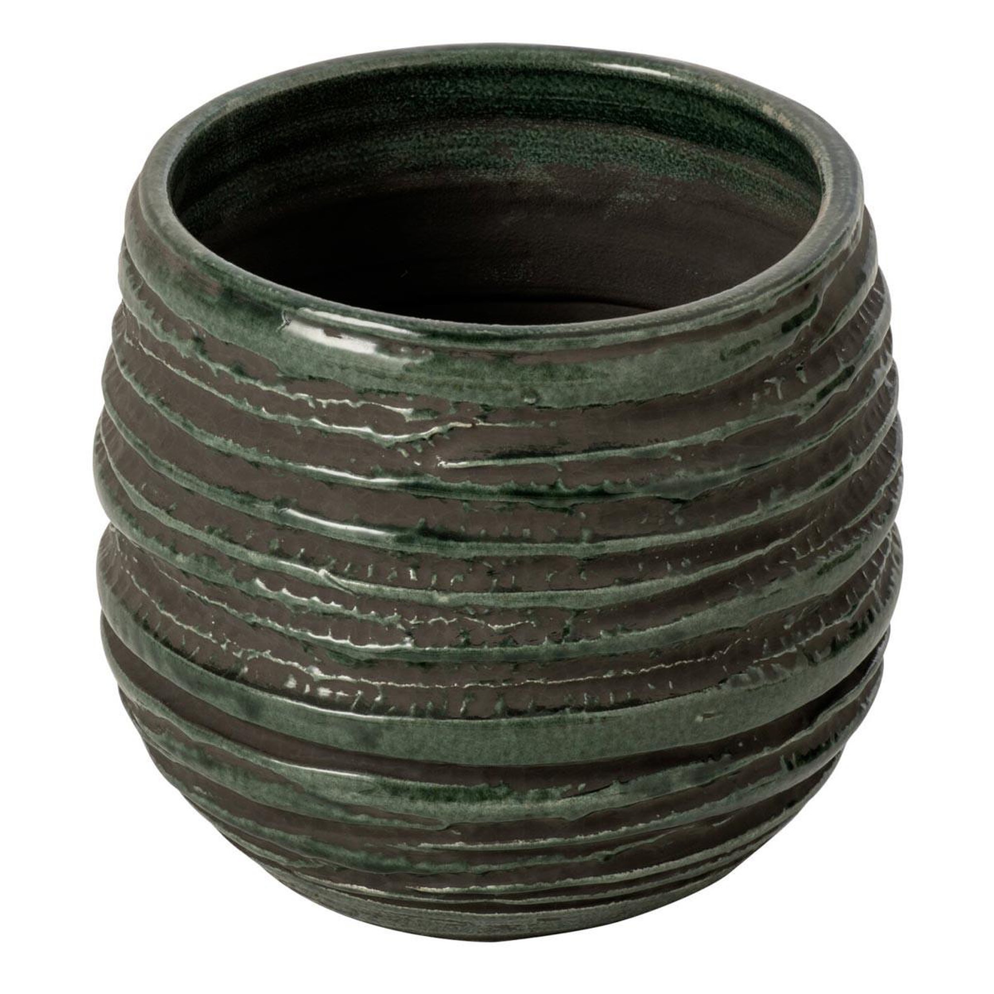 J-LINE Cache-pot en céramique  lagoon  20cm bleu pétrole