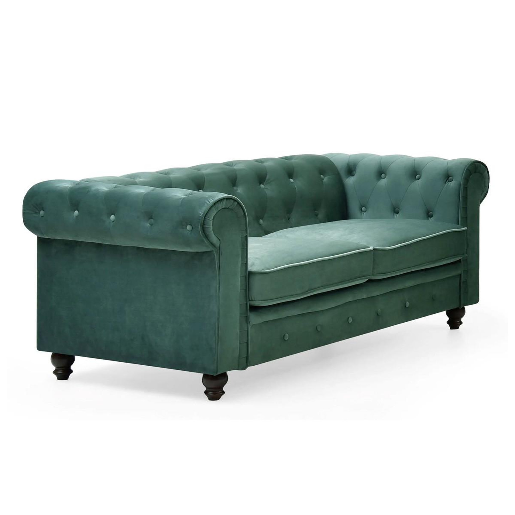 Voir la diapositive 3 : Paris Prix Canapé 2 places velours  chesterfield  158cm vert