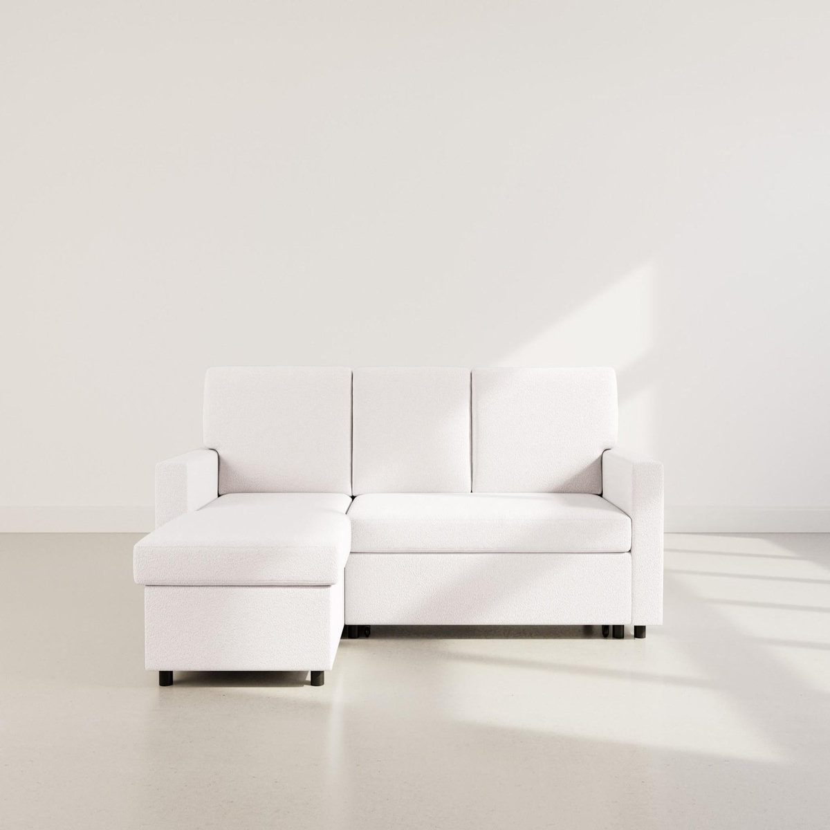 BEST MOBILIER Meiya - canapé d'angle réversible 4 places convertible avec coffre en tissu bouclette