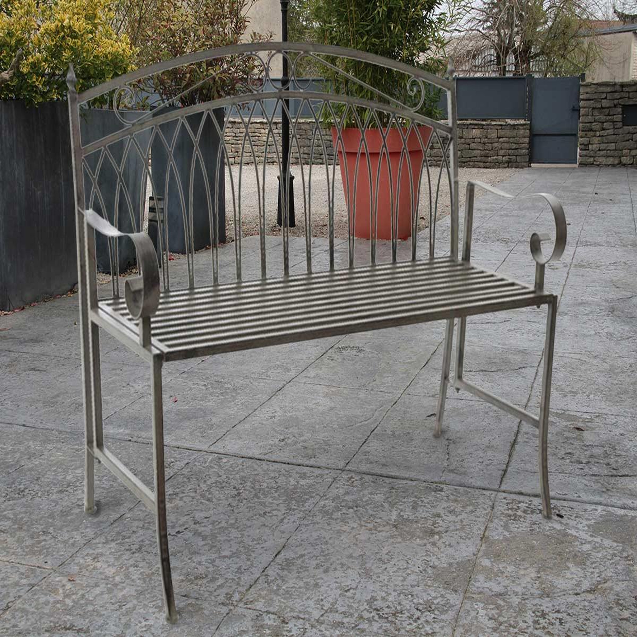 Voir la diapositive 4 : JARDIDECO Banc de jardin en métal gris - Jardideco