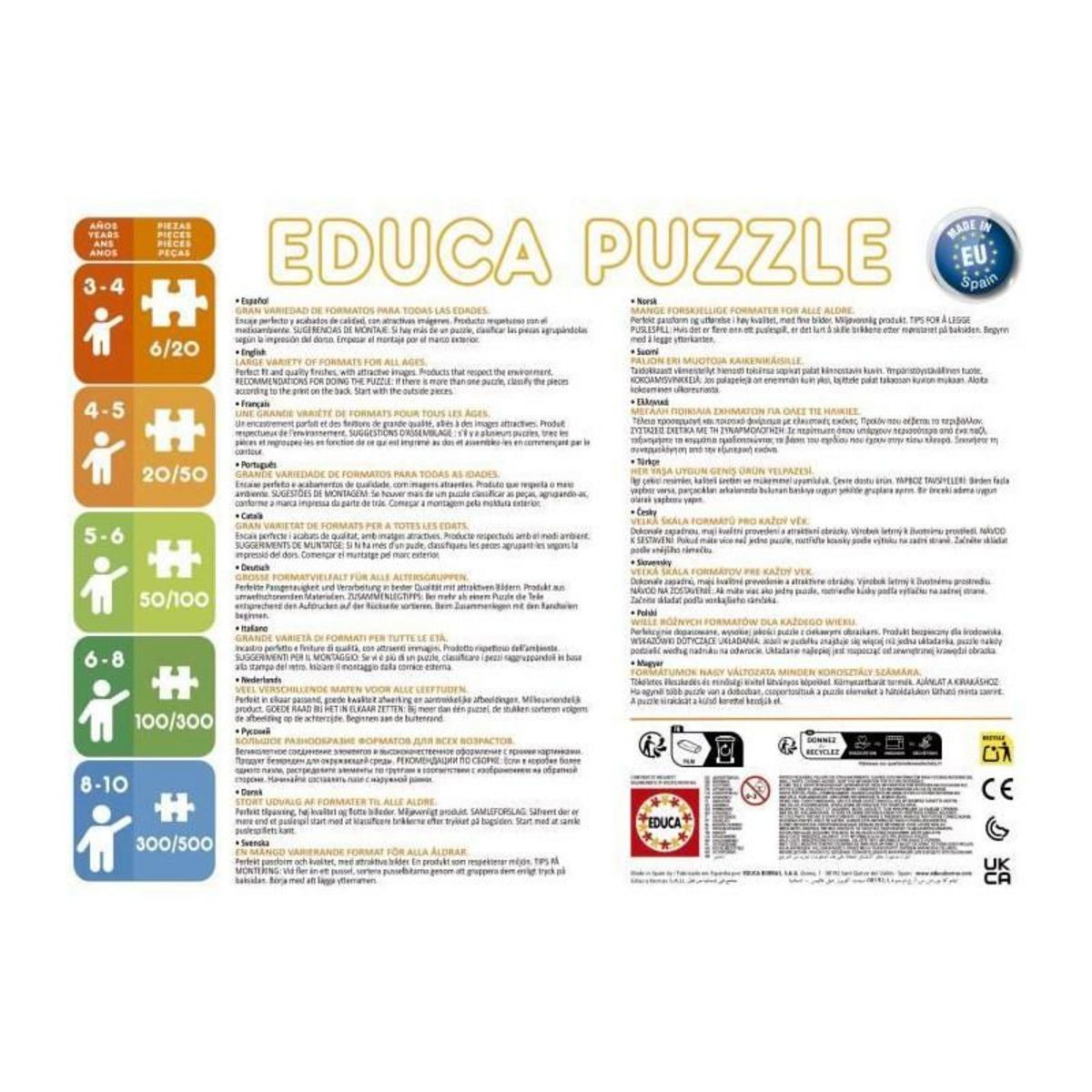 EDUCA Puzzle - EDUCA - Petit Ours Brun : 4 puzzles progressifs pour enfants de 12 a 25 pieces des 3 ans