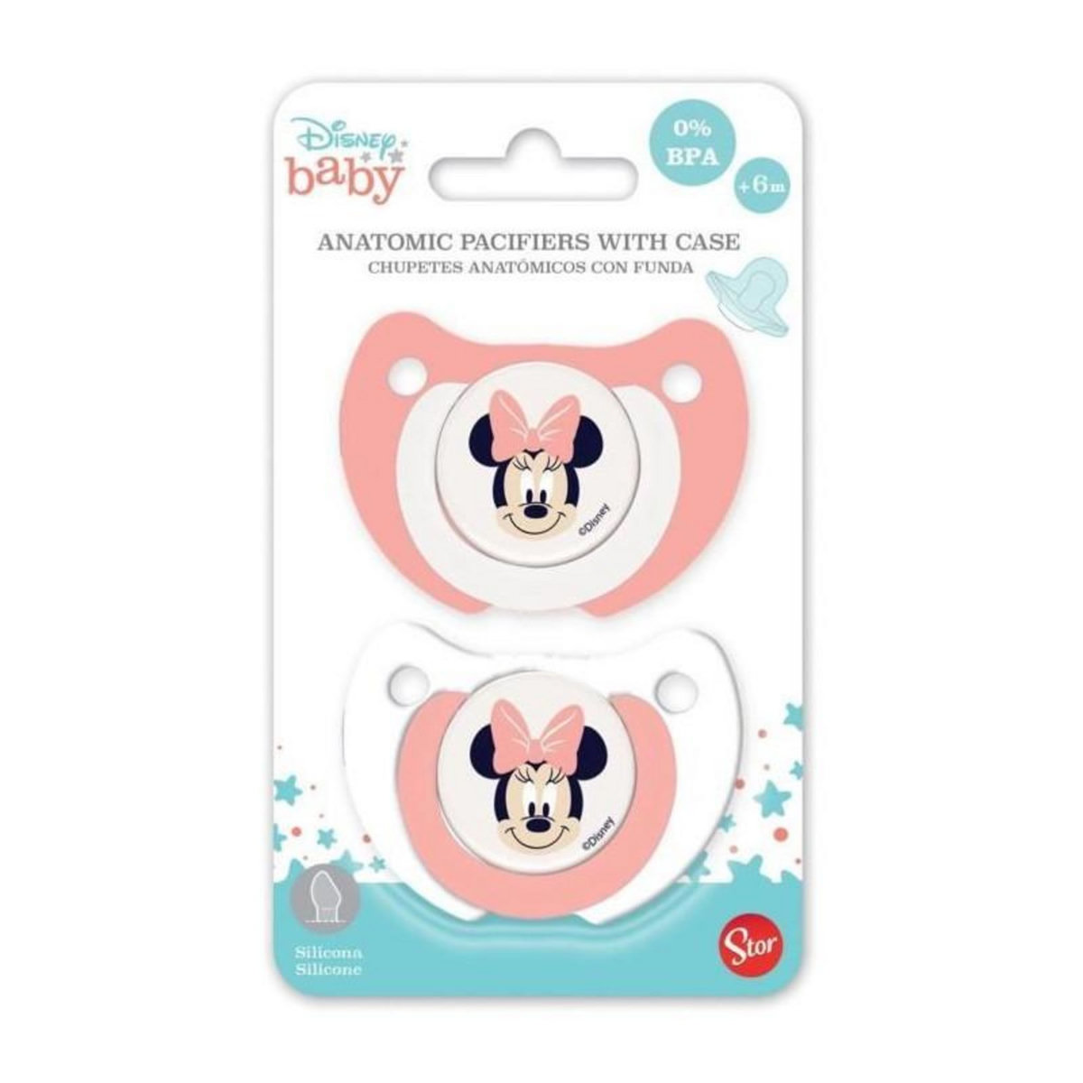 STOR Lot de 2 sucettes anatomique Minnie Disney +6mois