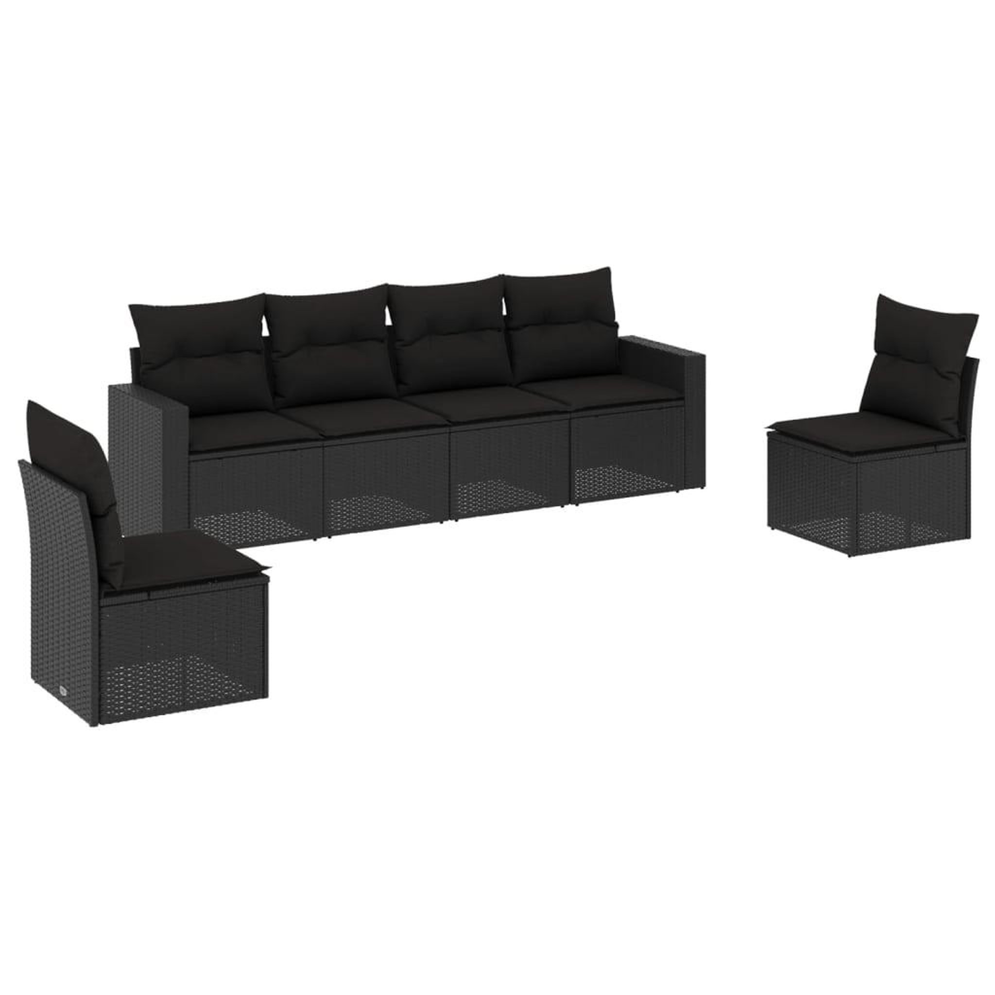 Voir la diapositive 2 : VIDAXL Salon de jardin 6 pcs avec coussins noir resine tressee