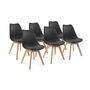 Voir la diapositive 1 : Lot de 6 chaises pieds bois massif LYDIA