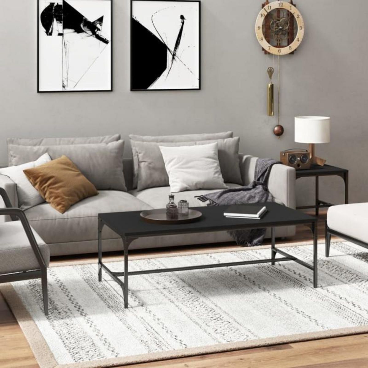 VIDAXL Table basse Noir 100x50x35 cm Bois d ingénierie
