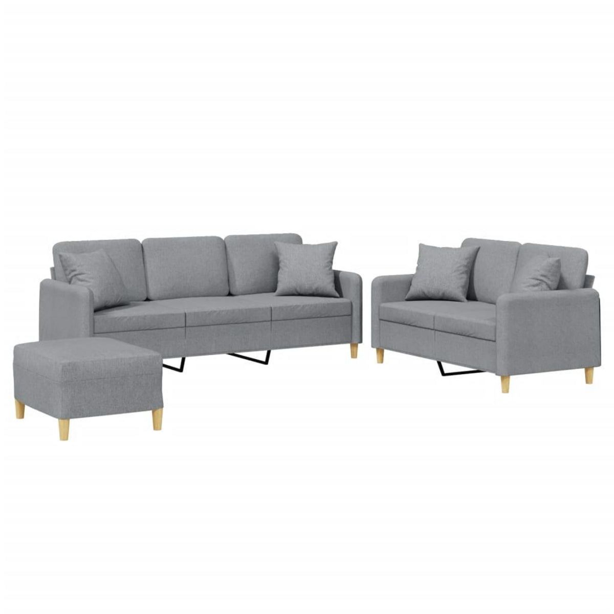 VIDAXL Ensemble de canapes 3 pcs coussins gris clair tissu