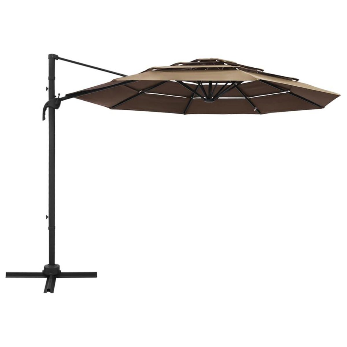 VIDAXL Parasol de jardin a 4 niveaux avec mat en aluminium taupe 3x3 m