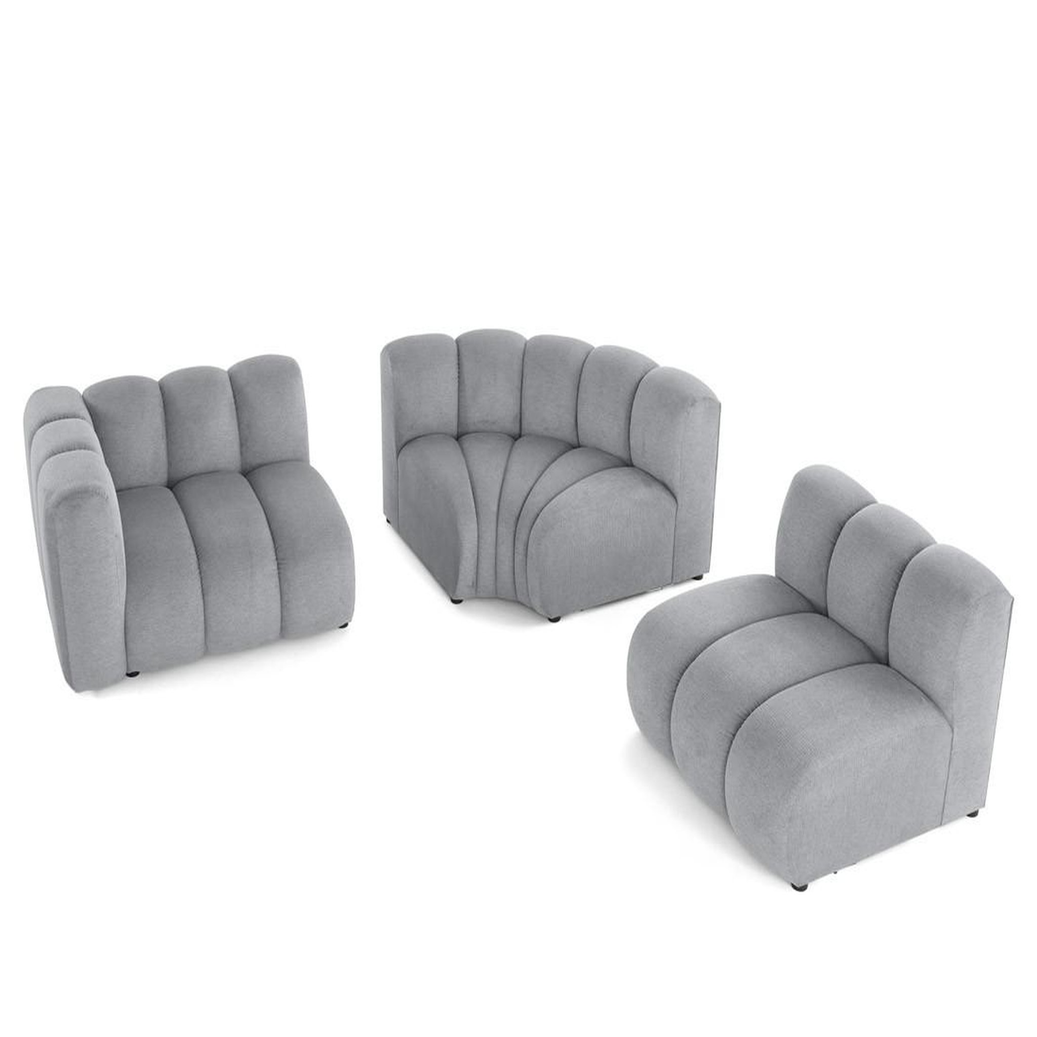 Voir la diapositive 2 : LISA DESIGN Debbie - canapé modulable d'angle droit 4 places avec accoudoir en tissu texturé
