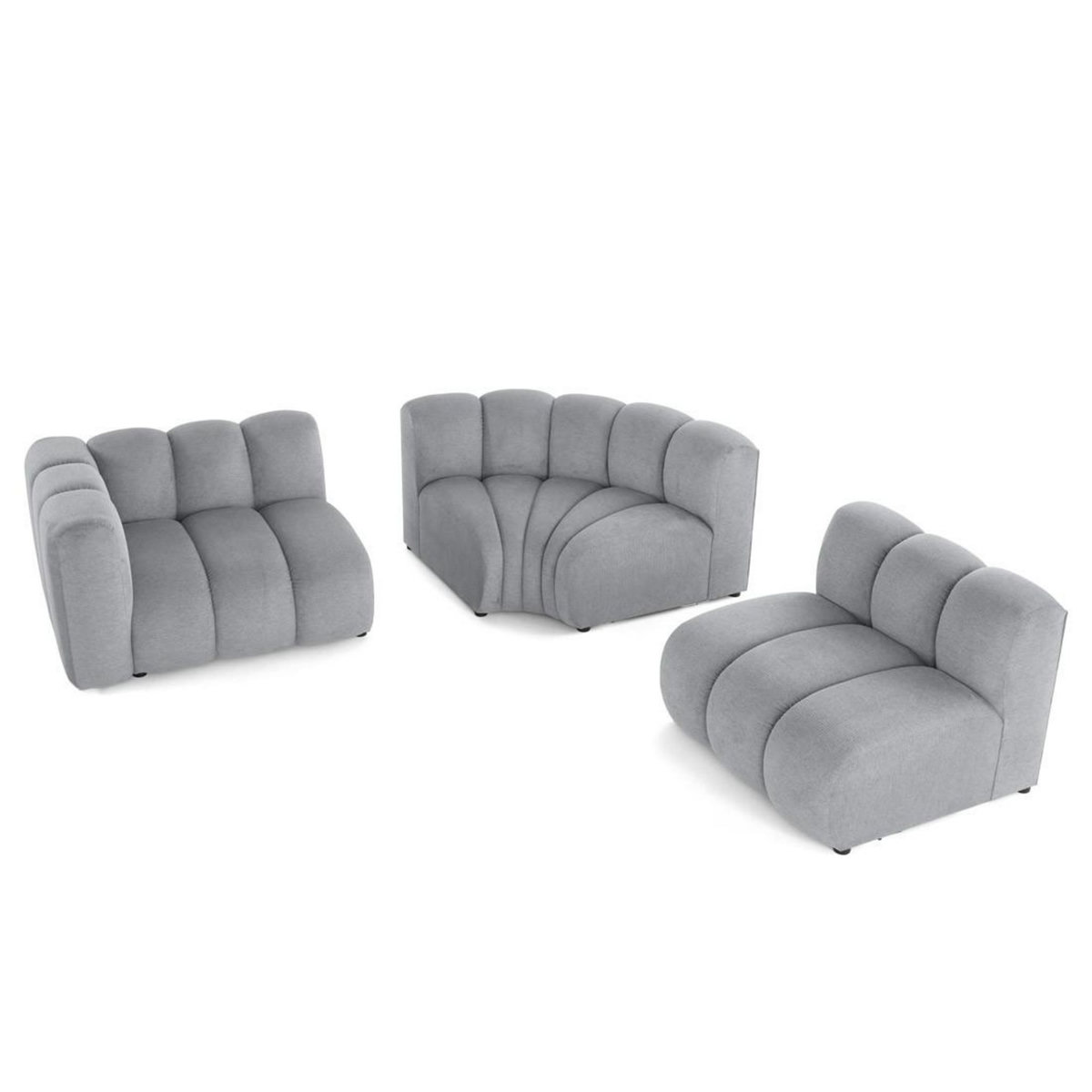 LISA DESIGN Debbie - canapé modulable d'angle droit 4 places avec accoudoir en tissu texturé