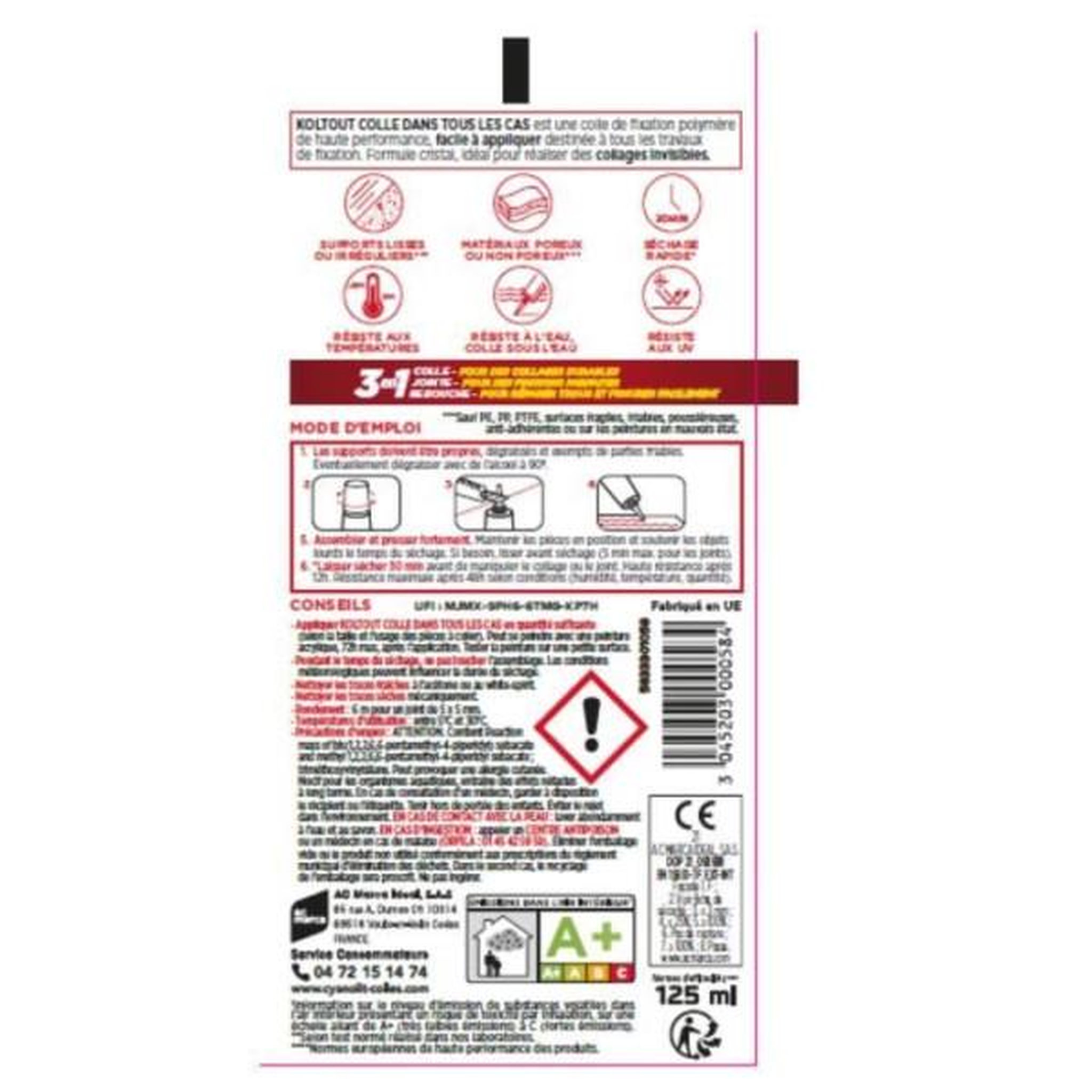Voir la diapositive 4 : CYANOLIT Colle de fixation et d'étanchéité - CYANOLIT - Cristal - Tube 125 ml - Transparent - Pratique et flexible