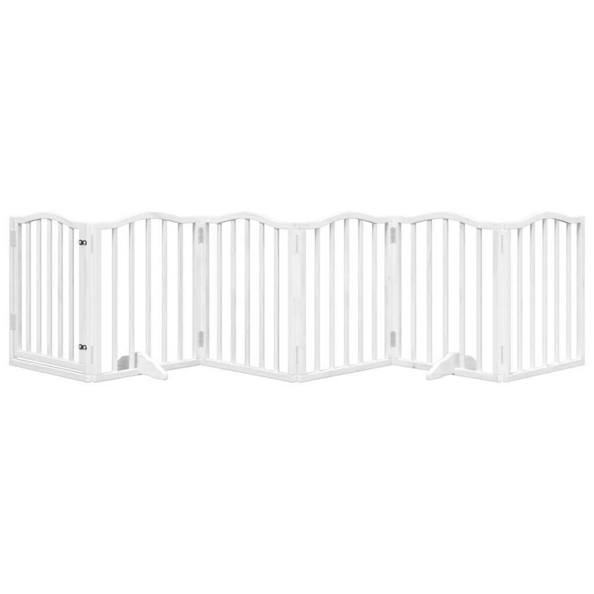 VIDAXL Barriere pour chiens et porte 6 panneaux blanc bois de peuplier