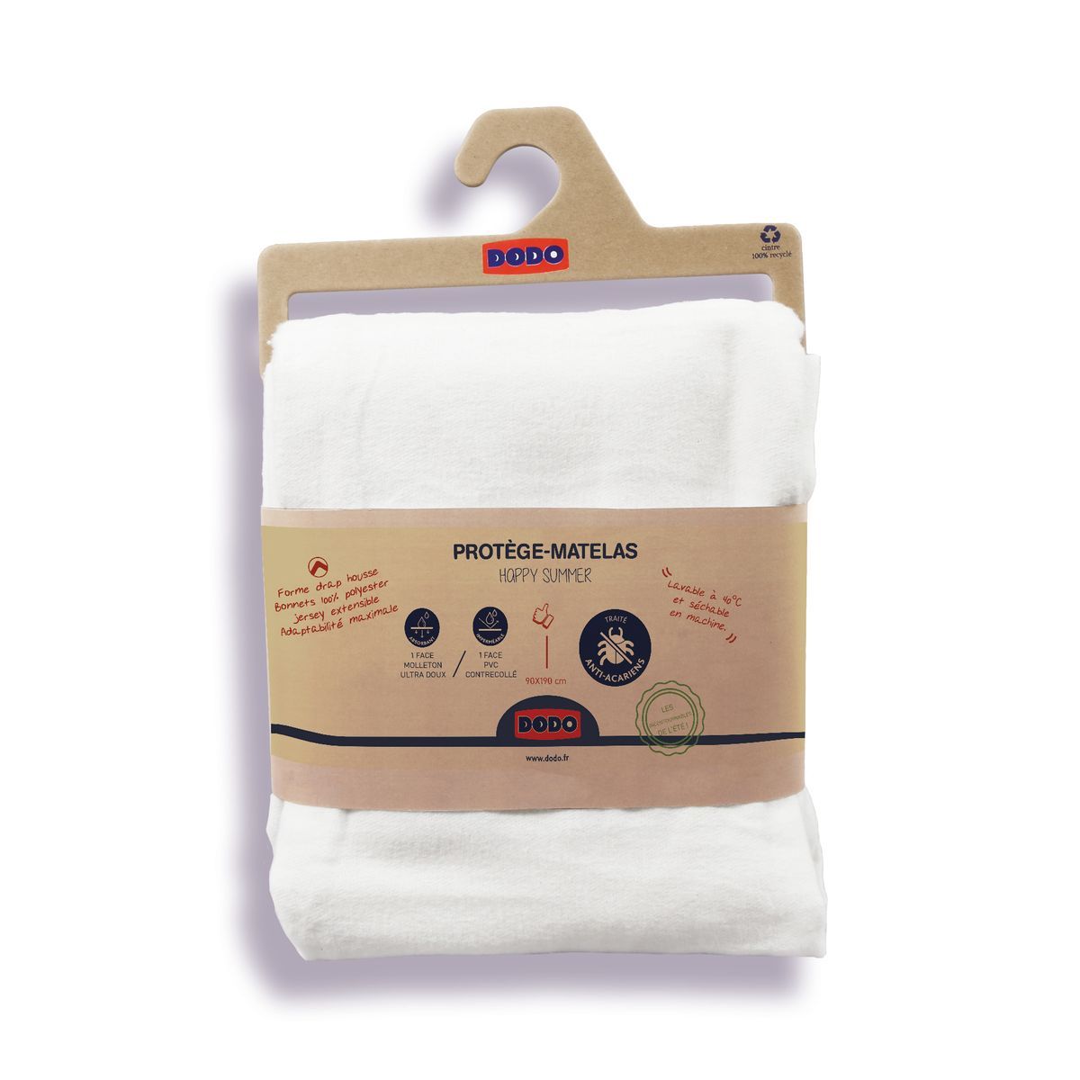 DODO Protège matelas imperméable anti acariens en coton HAPPY SUMMER 