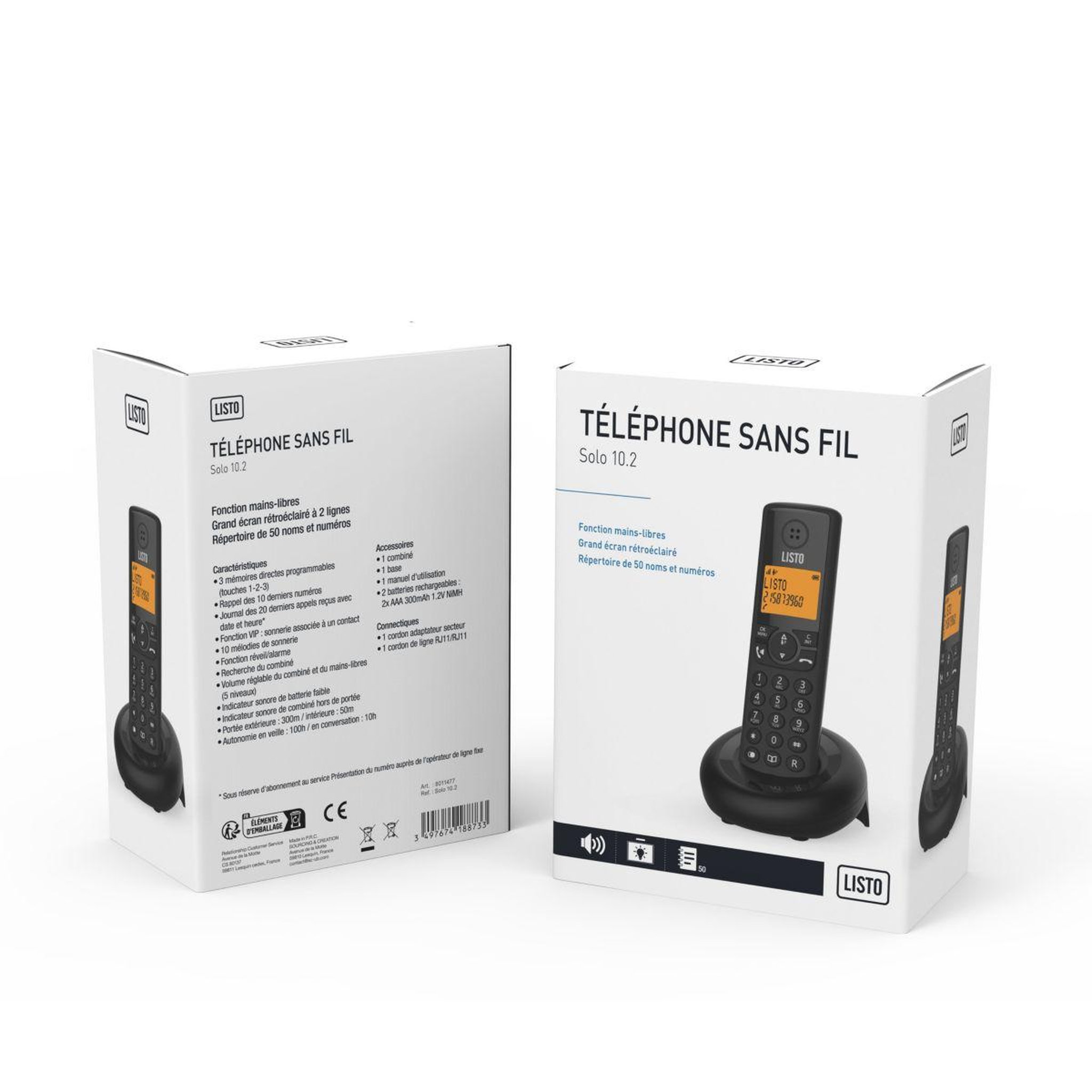 Voir la diapositive 3 : Listo Téléphone sans fil Solo 10.2
