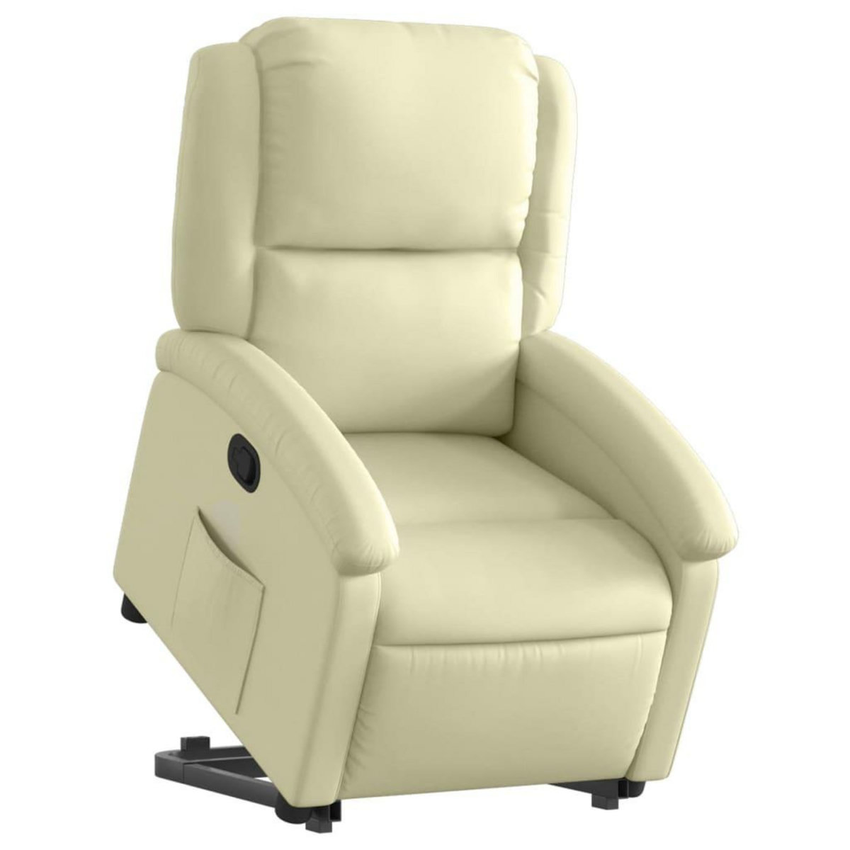 VIDAXL Fauteuil inclinable de massage creme cuir veritable