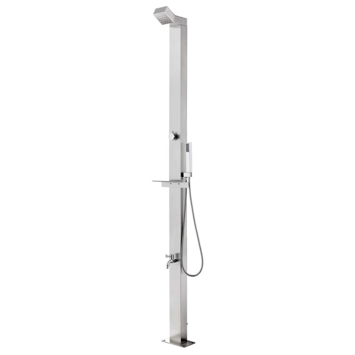 VIDAXL Douche de jardin avec base gris 225 cm Acier inoxydable