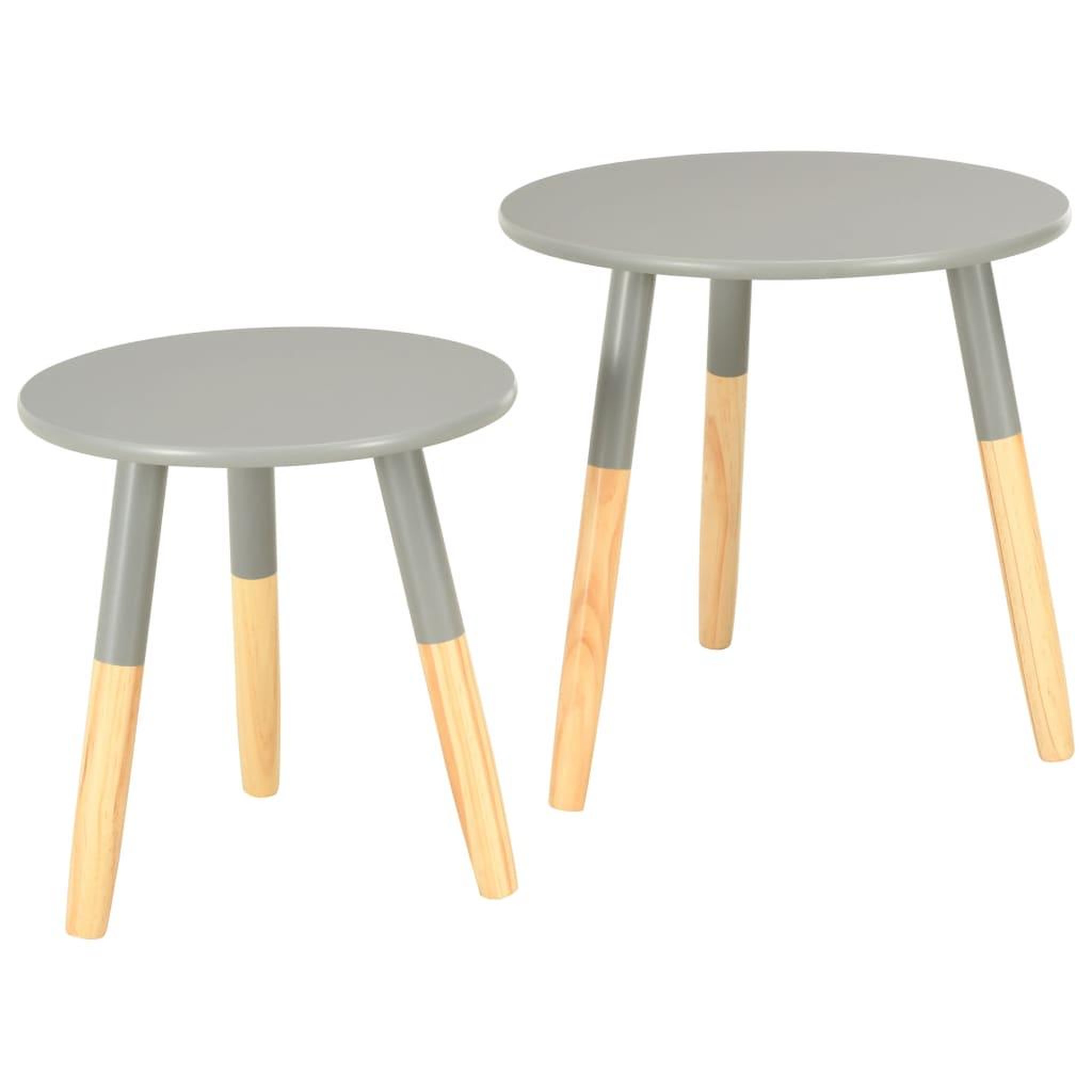 Voir la diapositive 2 : VIDAXL Tables d'appoint 2 pcs Gris Pin massif