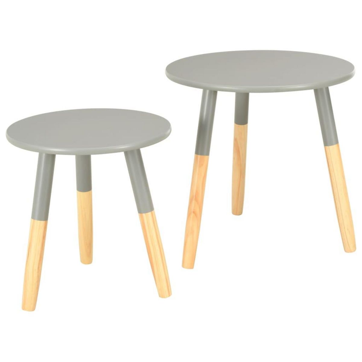 VIDAXL Tables d'appoint 2 pcs Gris Pin massif