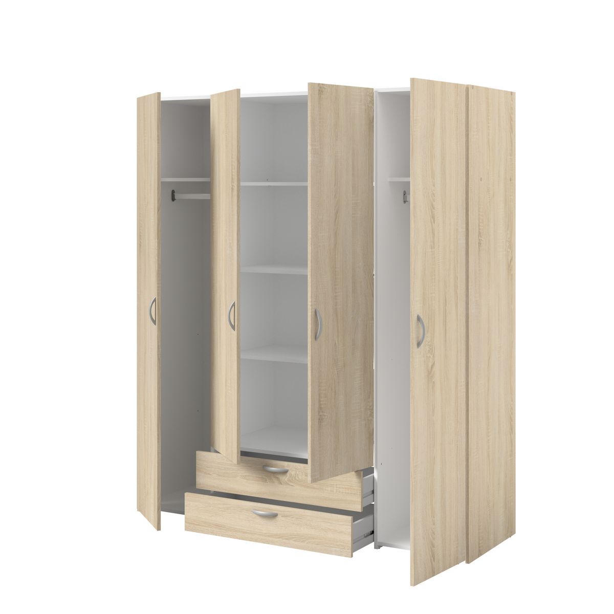 Armoire 4 portes 2 tiroirs L160cm DAISY