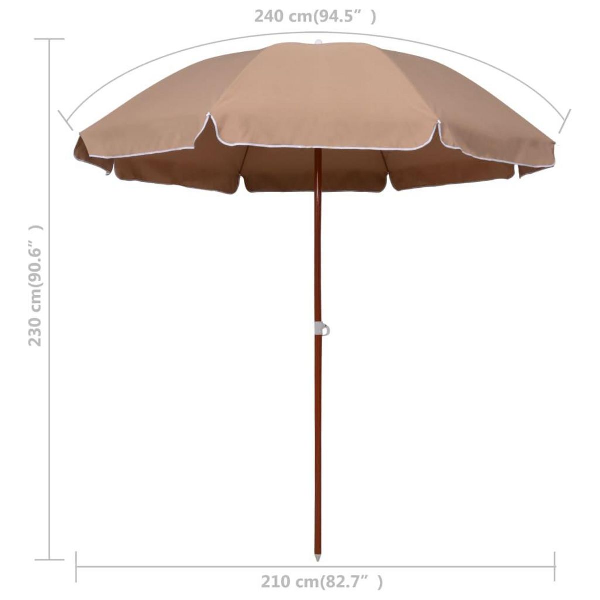 VIDAXL Parasol de jardin avec mat en acier 240 cm taupe