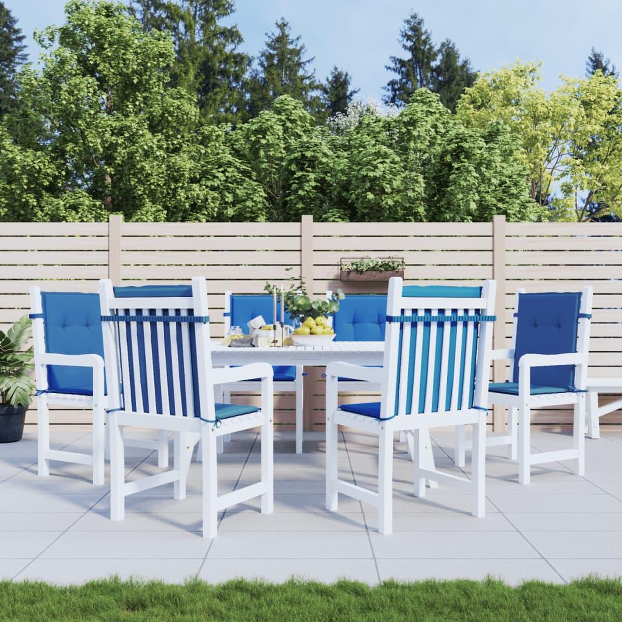 Voir la diapositive 1 : VIDAXL Coussins de chaise de jardin a dossier bas lot de 6 bleu royal
