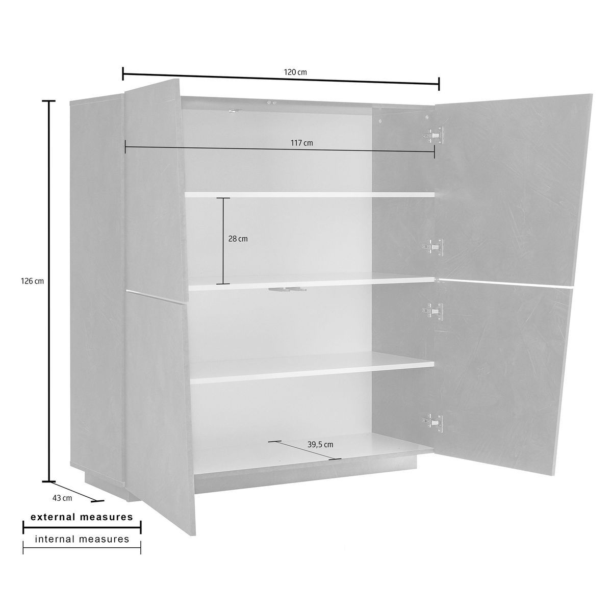 Argentier 4 portes L120cm VERONA