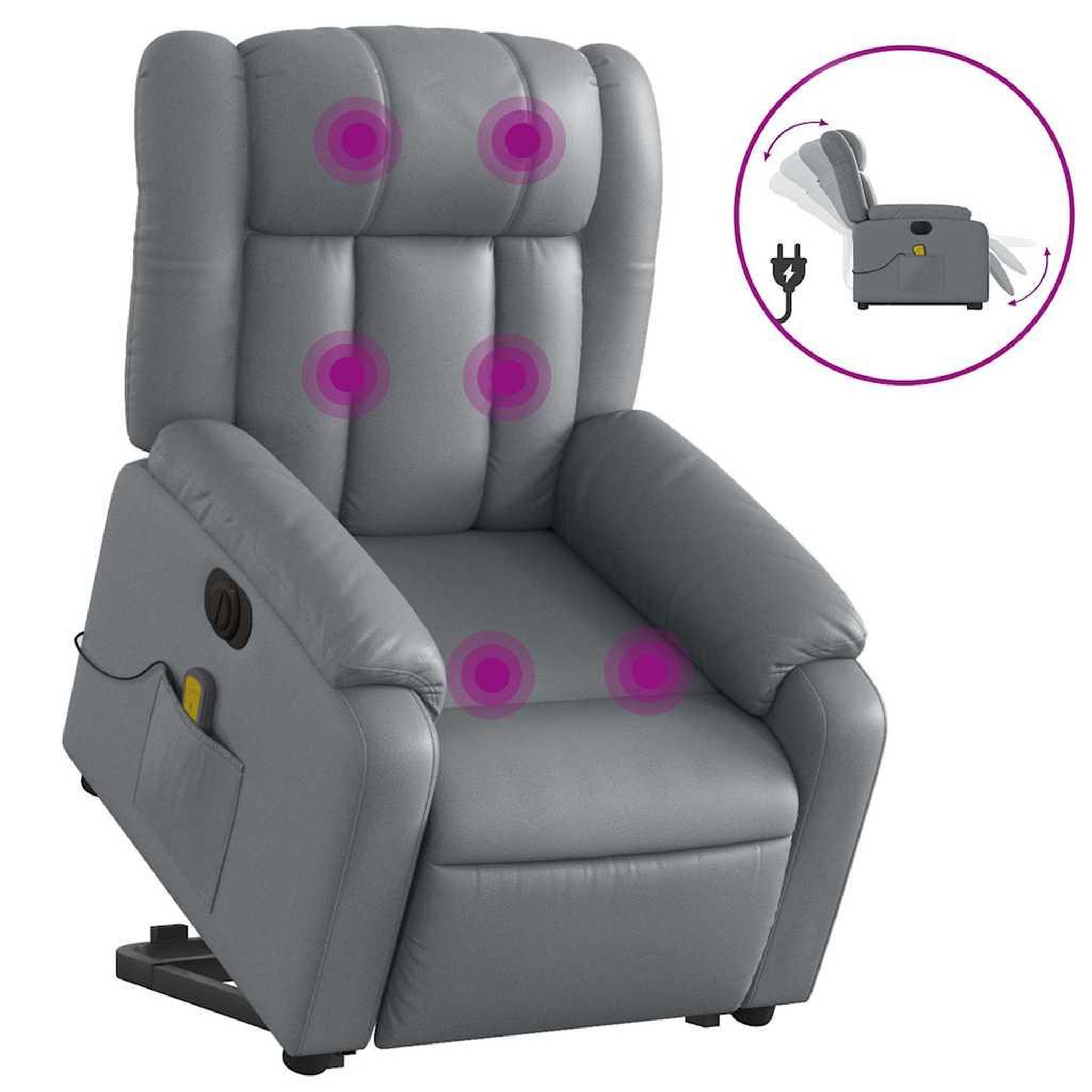 Voir la diapositive 2 : VIDAXL Fauteuil inclinable de massage electrique gris similicuir