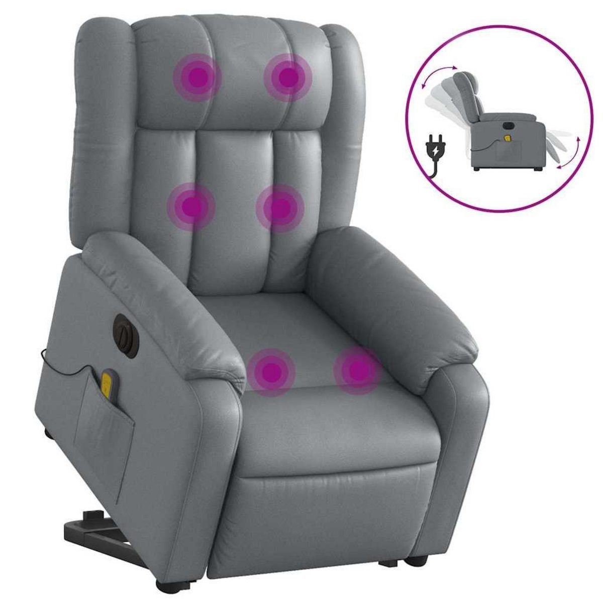 VIDAXL Fauteuil inclinable de massage electrique gris similicuir