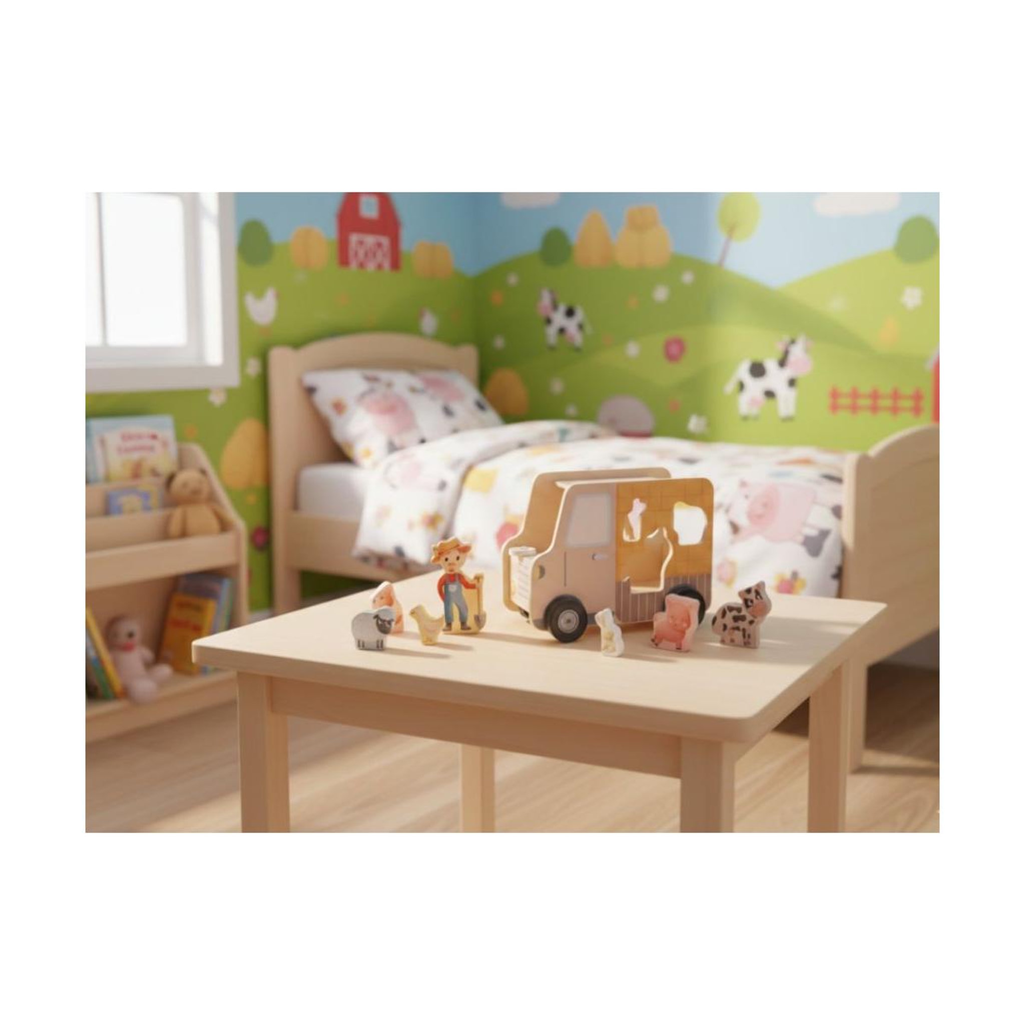 Voir la diapositive 3 : ELINELI Voiture en bois 2en1 animaux jeep puzzle